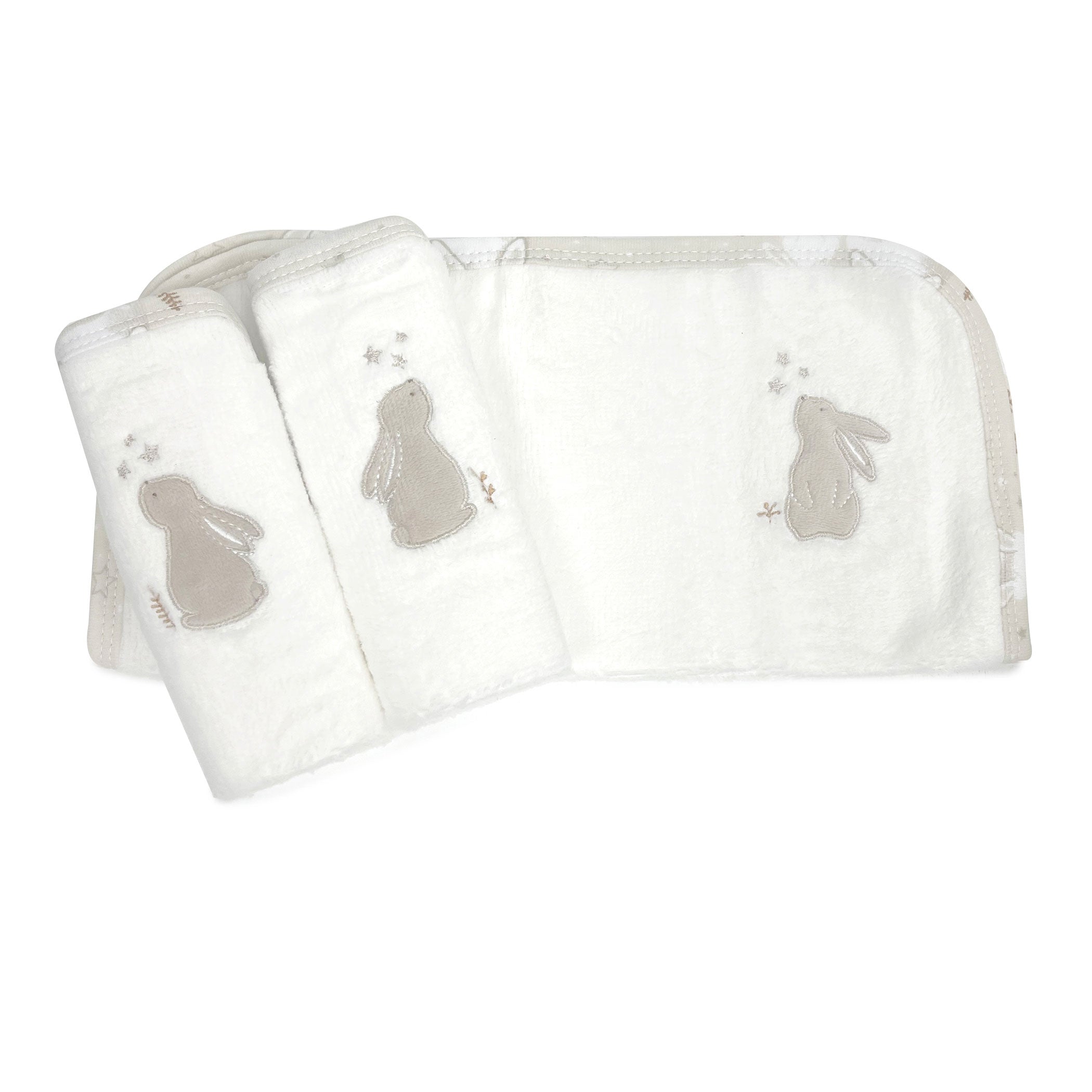 Bunny Dreams 3-Pack Soft Face Wash Cloths | Gentle Cleansing for Sensitive Skin | Perfect for Baby Care, Makeup Removal & Daily Skincare Routine
