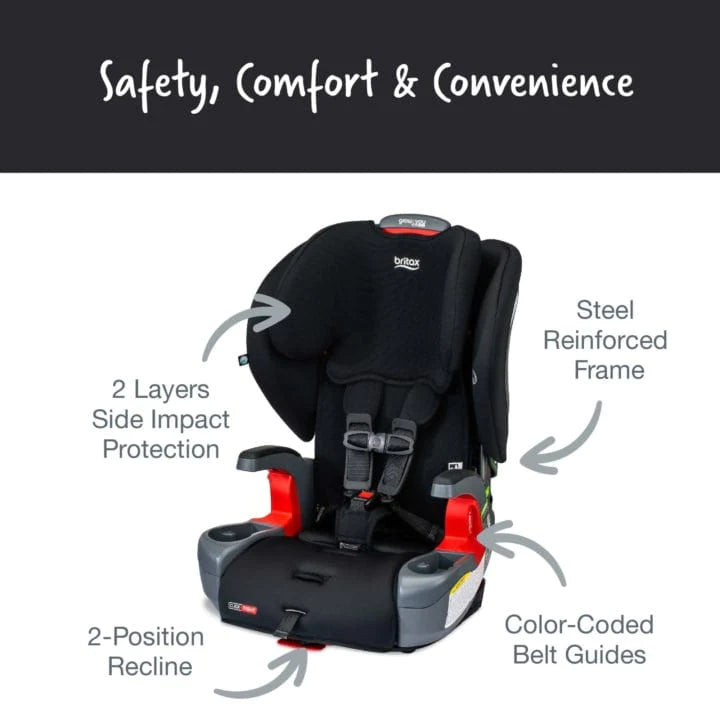 Britax Grow With You Clicktight Booster Car Seat - Safe & Adjustable for Kids 3-12 Years - Perfect for School, Travel & Family Road Trips