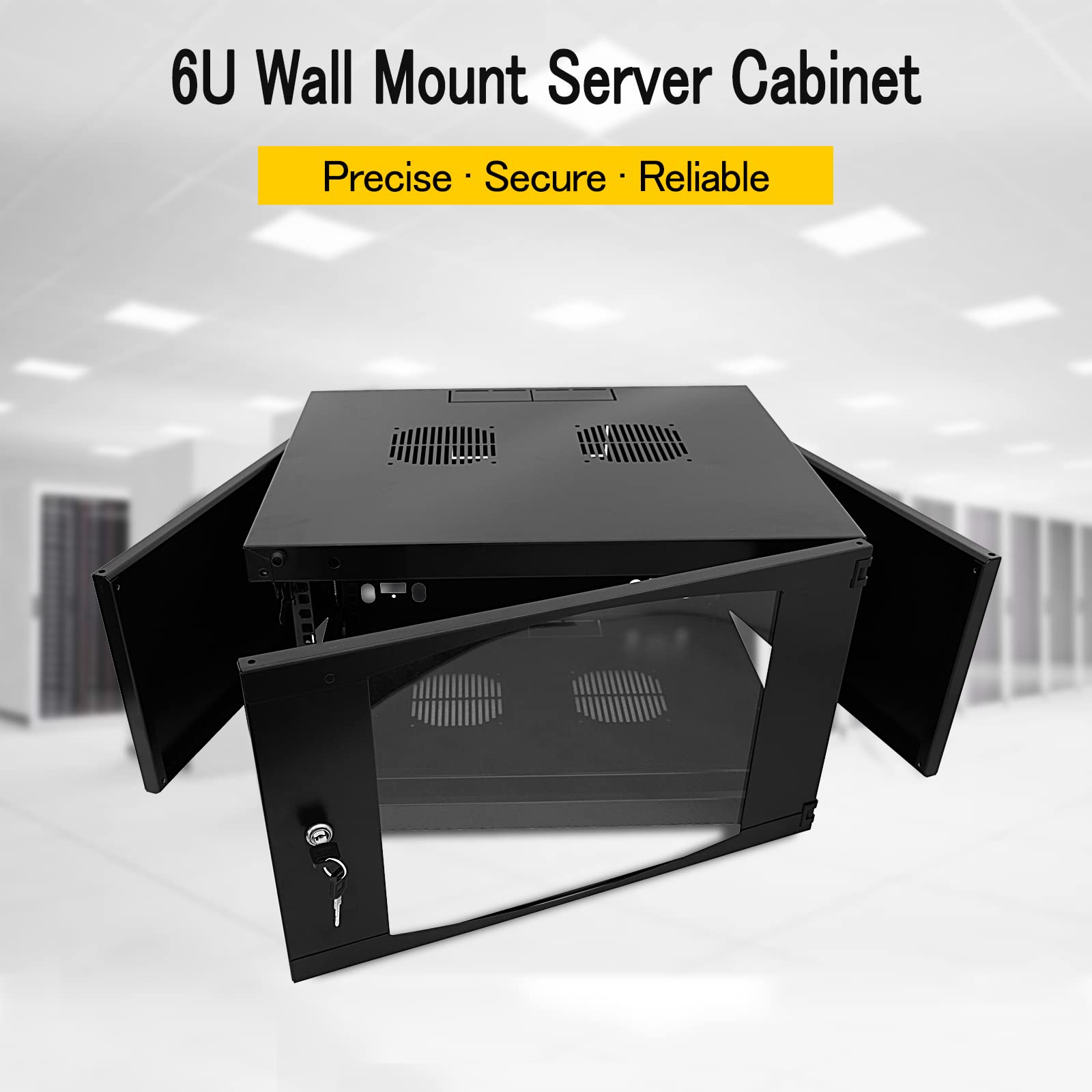 9U Wall Mount Network Server Cabinet Rack Enclosure - 450mm Deep with Plexiglass Door Lock & Cantilever Shelf | Ideal for Home Office, Data Centers & IT Closets | Durable Steel Construction for Secure Equipment Storage
