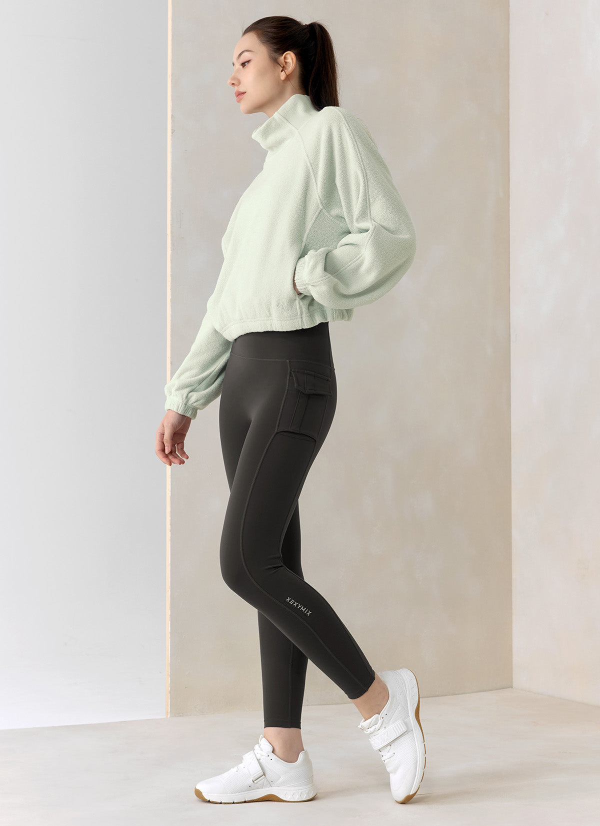 Fluffy String High Neck Sweatshirt - Women's Cozy Pullover Winter Top | Perfect for Casual Outfits, Loungewear & Cold Weather Fashion