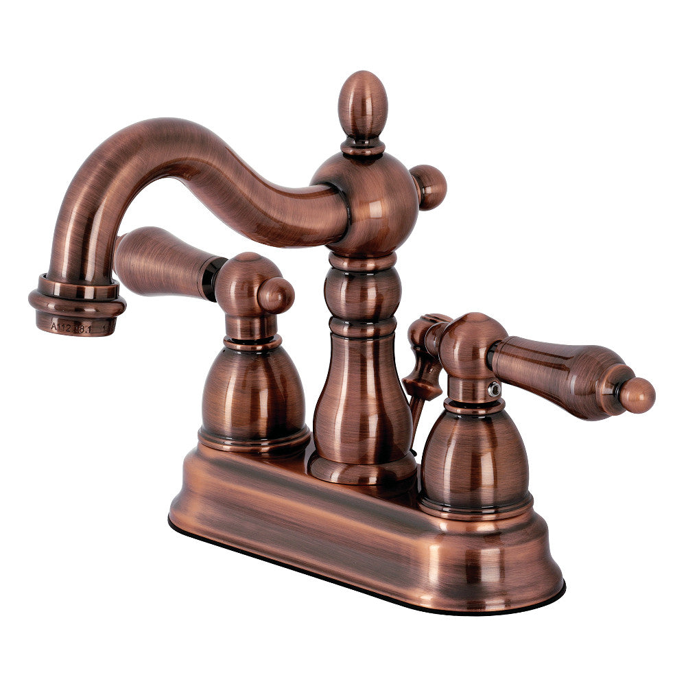 Kingston Brass KB1605AL Heritage 4-Inch Centerset Bathroom Faucet - Polished Brass Finish, Single Handle Water-Saving Design for Sink Vanity, Perfect for Modern and Traditional Bathrooms