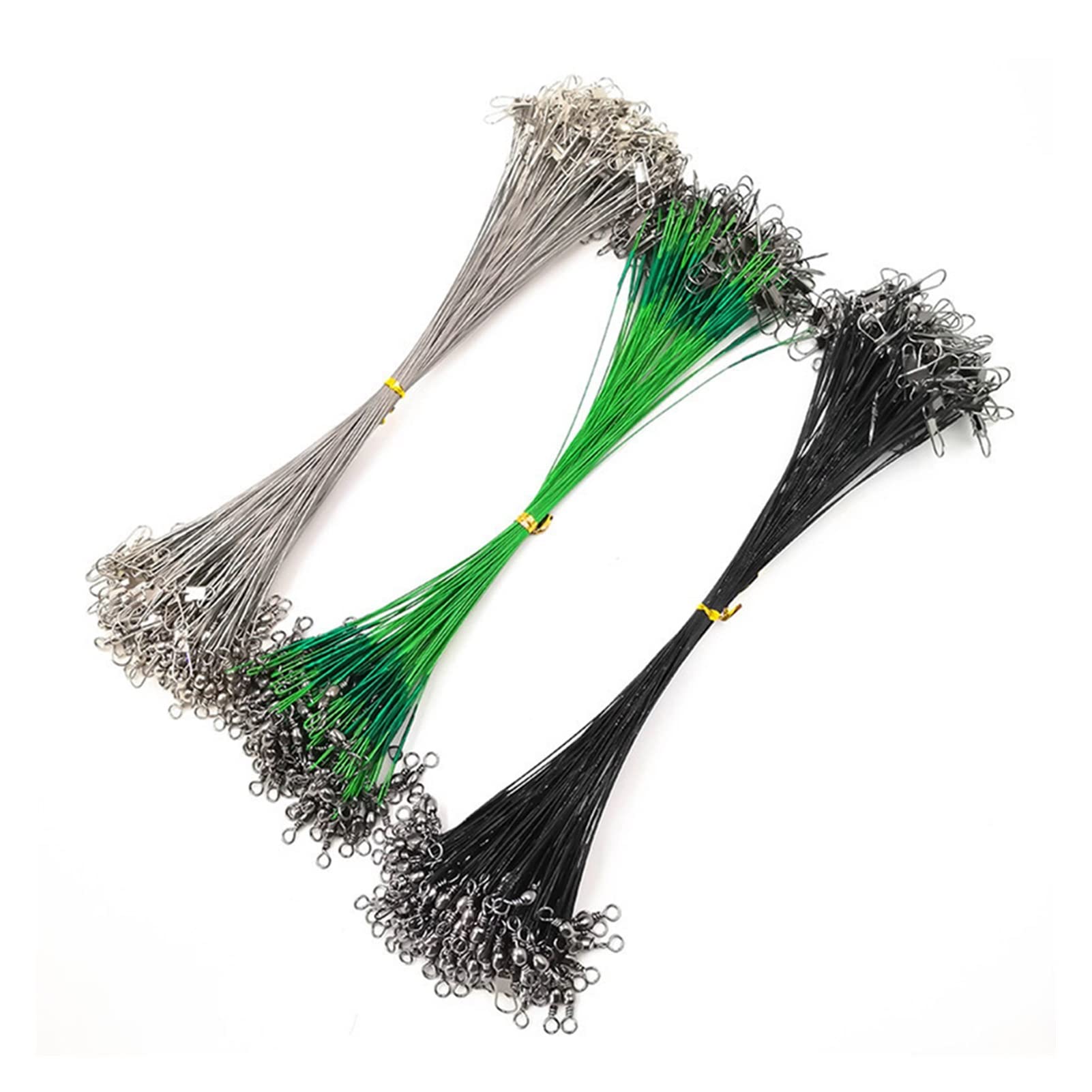 20PCS Anti-Bite Steel Fishing Line Leaders with Swivels - 15CM-30CM Strong Steel Wire Leaders for Saltwater & Freshwater Fishing - Durable Lead Core Leash Fishing Accessories (Green, 18cm) - Perfect for Bass, Trout & Offshore Fishing Trips