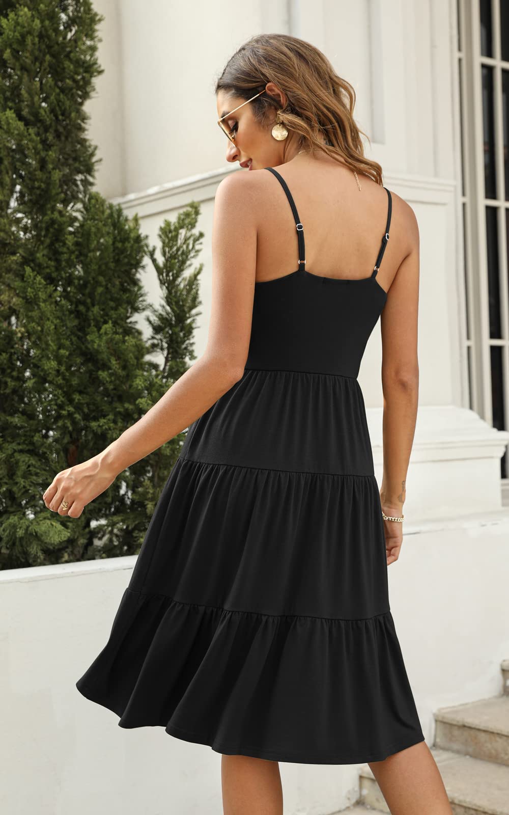 Berydress Women's Summer Spaghetti Strap Tiered Midi Dress - Flowy Ruffle Cotton Sundress for Wedding Guest, Beach, Casual Outings & Vacation Wear