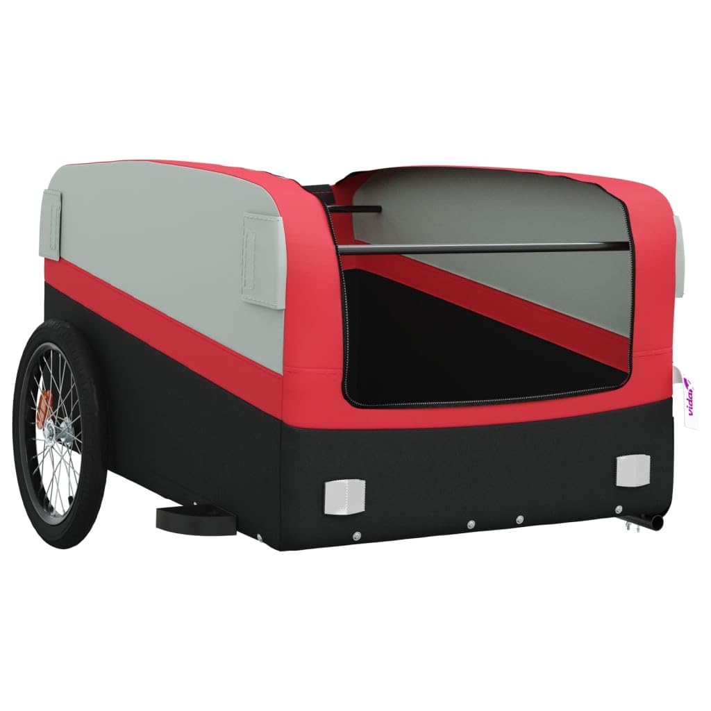 SKM Heavy-Duty Bike Trailer - 45kg Capacity, 14kg Weight - Black & Red Steel Cargo Carrier for Cycling & Outdoor Adventures (Model 4048) | Perfect for Groceries, Camping Gear & Kids Transport