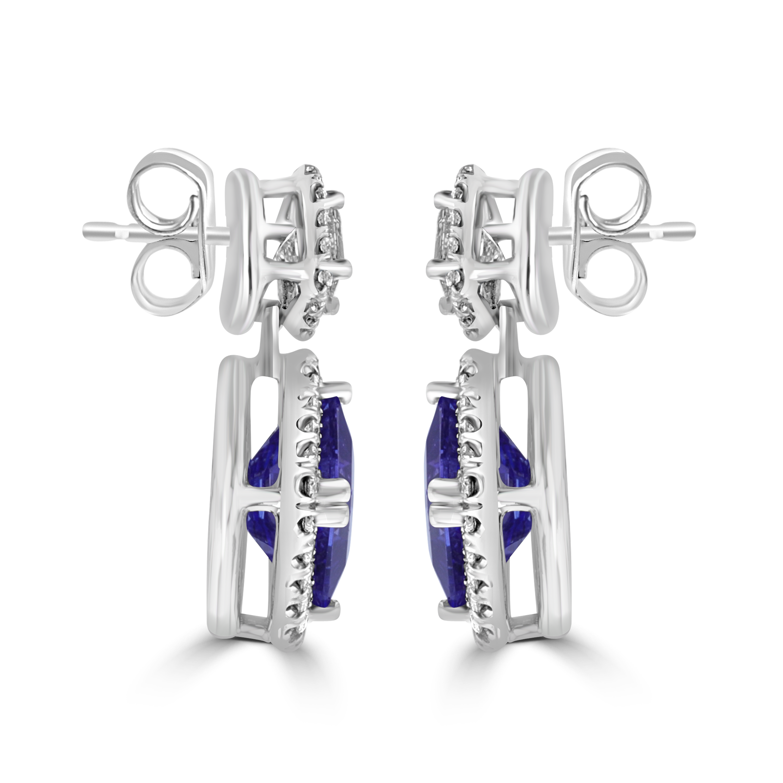 18KT White Gold 6.67 CTW Tanzanite & 1.86 CTW Diamond Earrings for Women - Luxury Jewelry Gift for Anniversary, Wedding, Birthday & Special Occasions