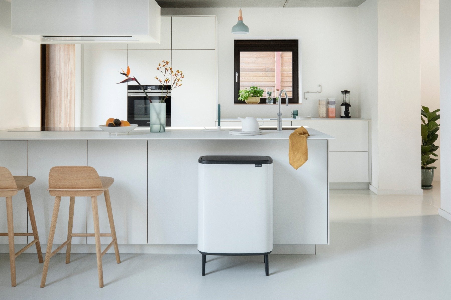 BO TOUCH BIN HI 60L 2 X 30L White - Dual Compartment Trash Can for Kitchen, Bathroom & Office Waste Management