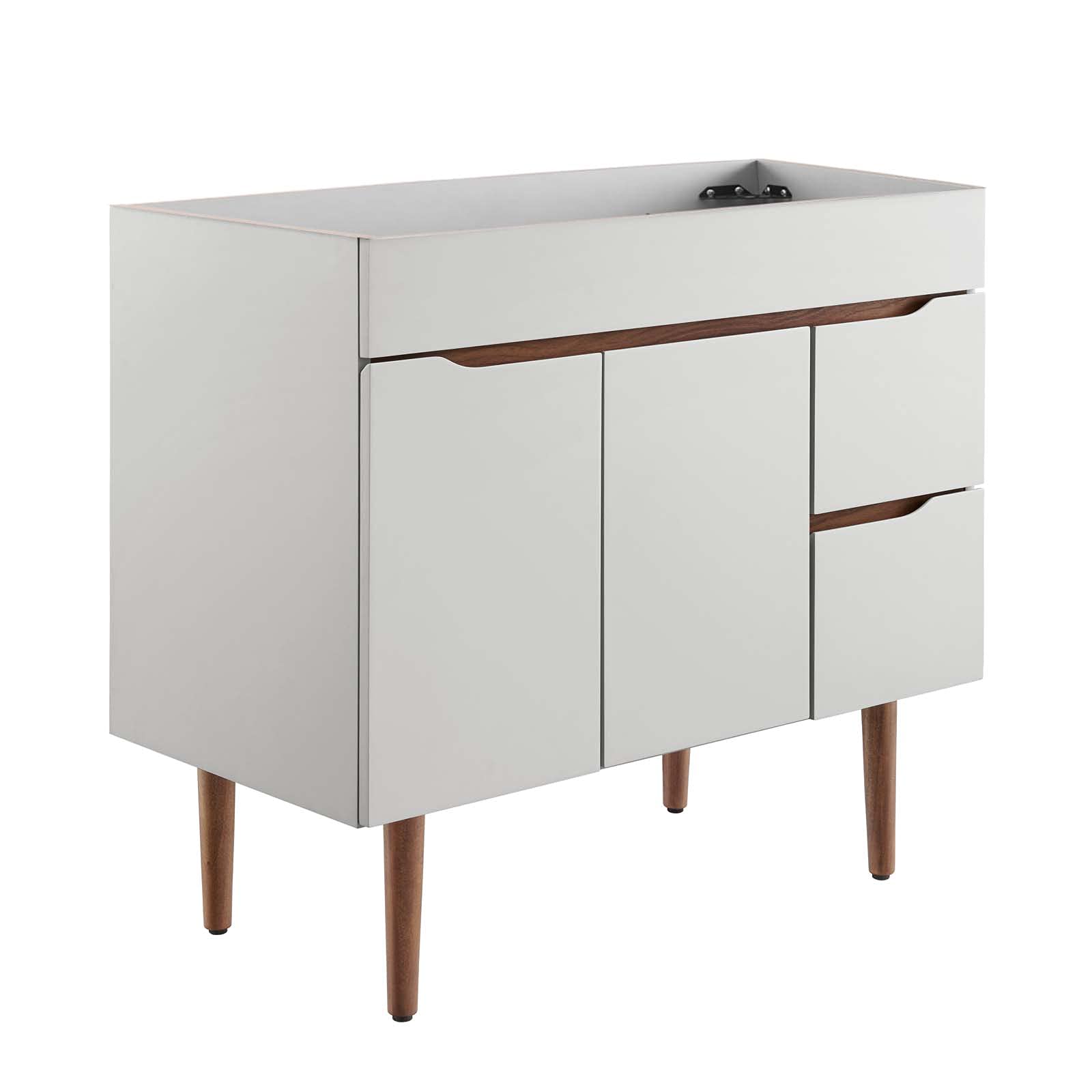 Modway Harvest 36 Inch Gray Walnut Bathroom Vanity - Modern Bathroom Storage Cabinet with Countertop (Sink Not Included) | Perfect for Small Bathrooms, Powder Rooms & Home Renovations