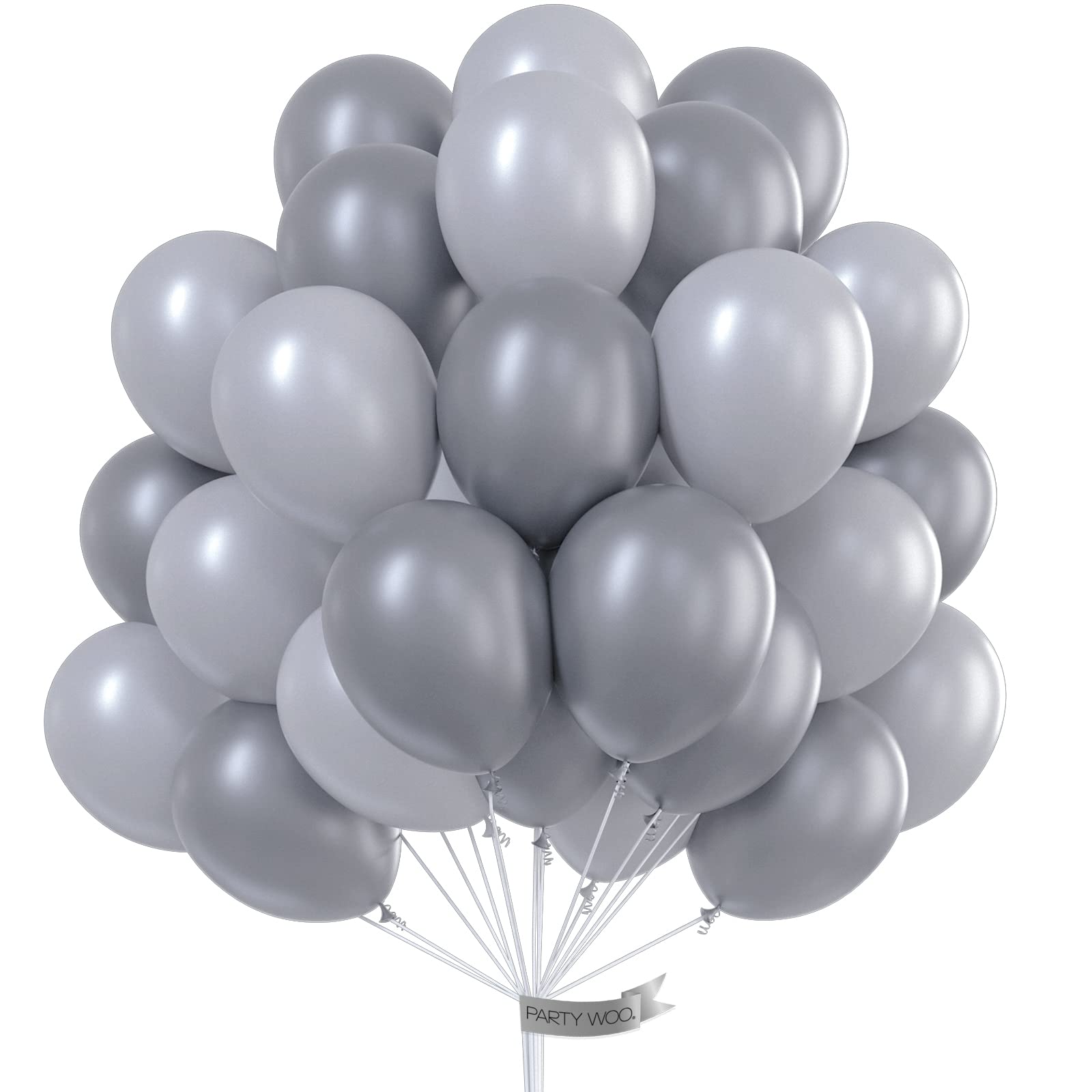 60 Pack Gray Balloons Set - 12 Inch Dark Gray, 10 Inch Pastel & Light Gray Latex Balloons for Party Decorations, Baby Showers, Birthdays, Weddings & Graduation Celebrations