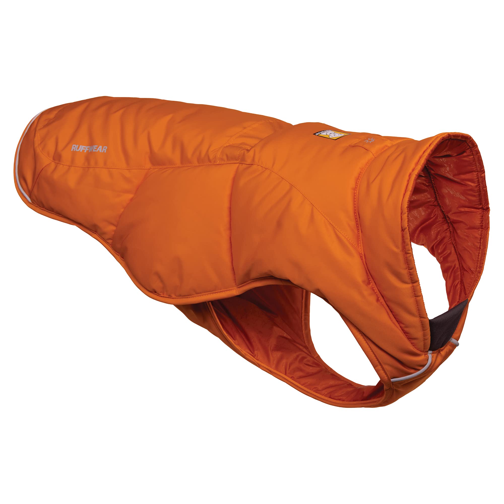 Ruffwear Quinzee Insulated Water-Resistant Dog Jacket with Stuff Sack - Campfire Orange XX-Small | Winter Coat for Small Dogs, Outdoor Adventures & Cold Weather Protection