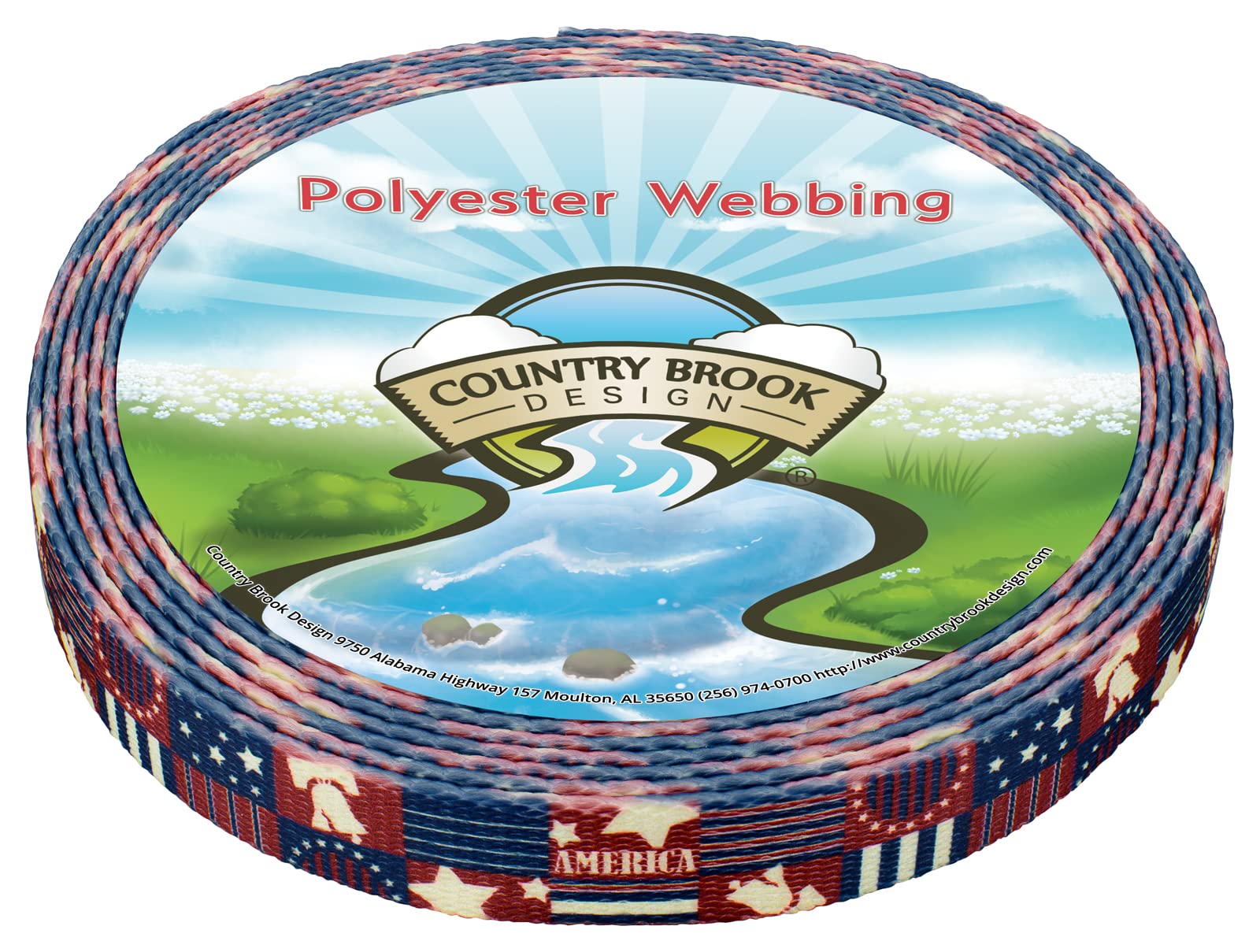 Country Brook Design - Patriotic Spirit of '76 Polyester Webbing for DIY Crafts, Home Decor & Outdoor Projects | Durable & Versatile Fabric for Bags, Belts & American Flag Decorations