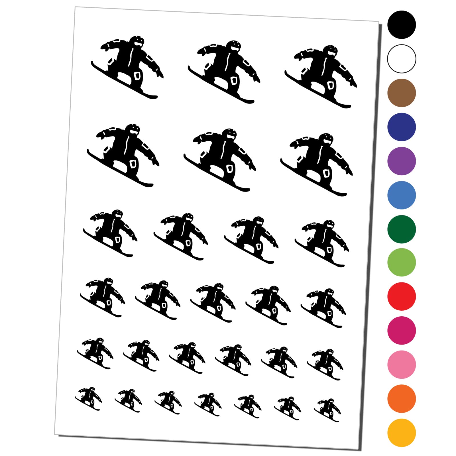 Waterproof Fake Temporary Tattoos for Snowboarders - Extreme Winter Sports Body Art Stickers (Black, 1 Sheet) - Perfect for Ski Resorts, Snowboarding Competitions & Winter Festivals