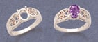 Solid Sterling Silver or 14kt Gold 8x6mm & 10x8mm Oval Filigree Ring Shank Setting - Size 7 (163 431/143 431) - Perfect for Engagement Rings, Wedding Bands & Jewelry Making