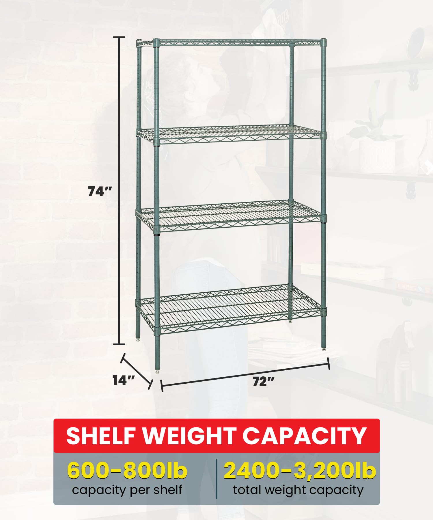 Quantum Storage Systems WR74-1472P 4-Tier Wire Shelving Unit, 74