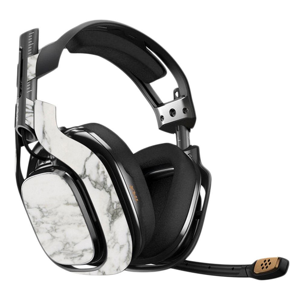 MightySkins Vinyl Decal Wrap Cover for Astro A40 3rd Gen Gaming Headset - White Marble Design | Protective, Durable & Customizable Skin | Easy to Apply & Remove | Made in USA | Perfect for Gaming, Streaming & Esports Enthusiasts