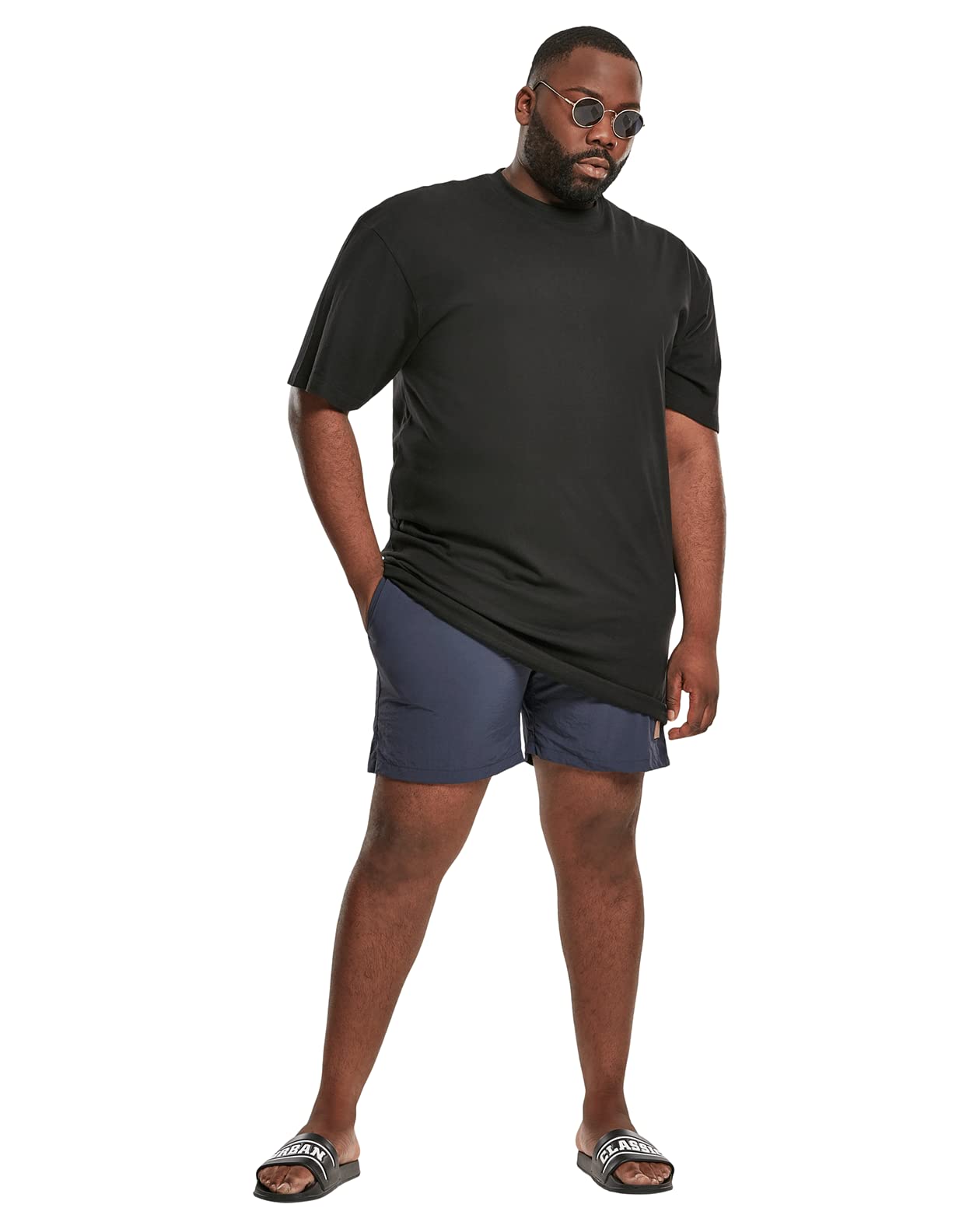 Men's Quick-Dry Swim Trunks - Navy Blue Block Print - Comfortable & Stylish Beach Shorts for Swimming, Surfing & Vacation Wear