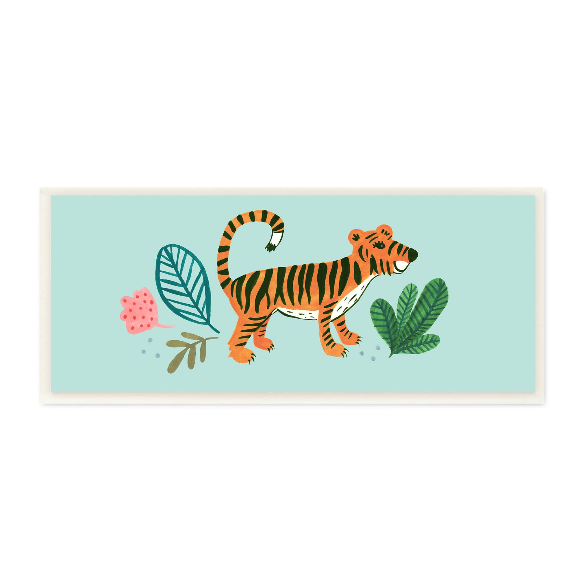 Stupell Industries Adorable Orange Tiger Leaves Plants Wall Art - Heather Strianese Design - Perfect for Nursery, Kids Room & Boho Home Decor