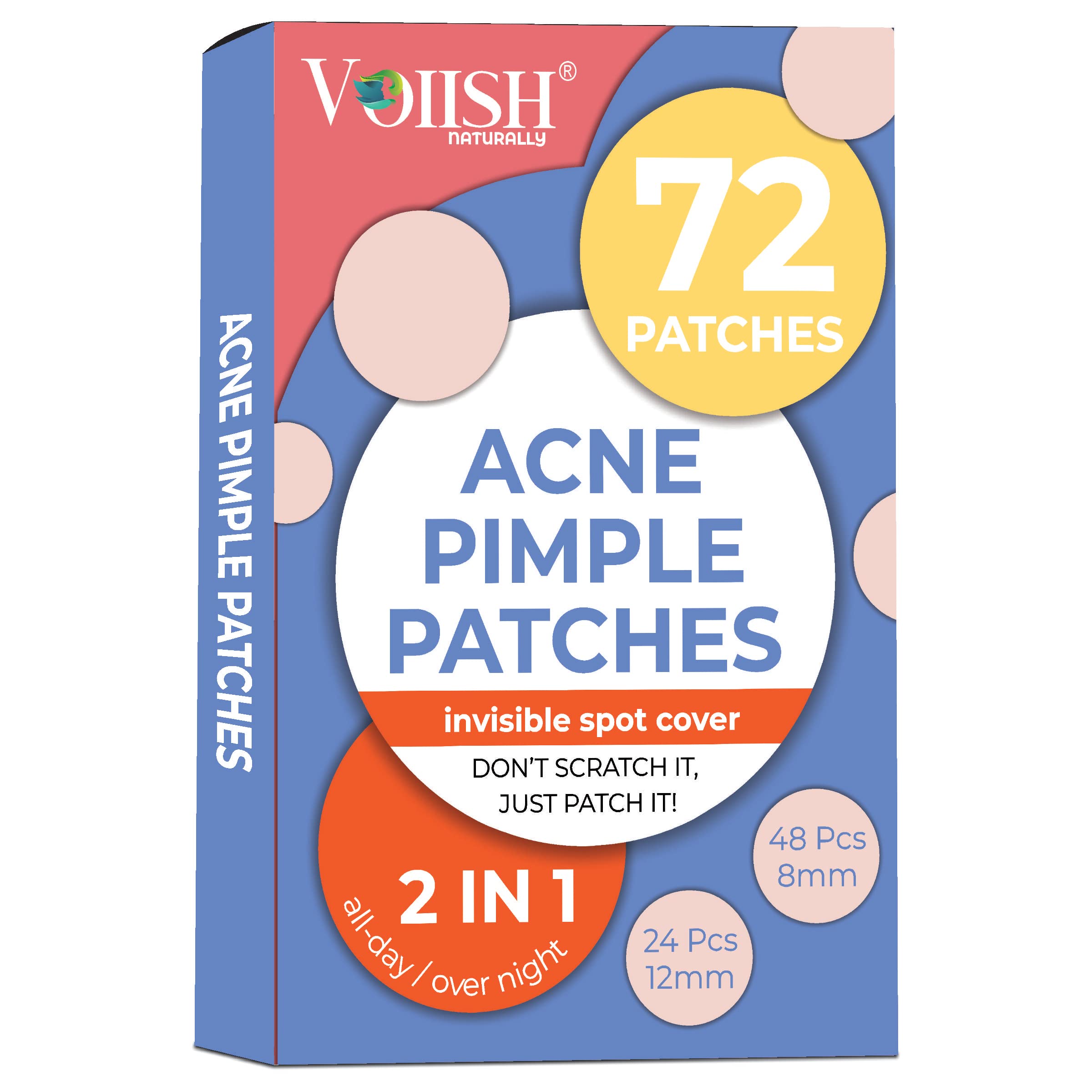 VOIISH Acne Pimple Patch - 100% Hydrocolloid Facial Stickers for Zit & Blemish Treatment, Invisible Pimple Patches for Spot Healing (Pack of 1) - Perfect for Overnight Acne Care & Makeup Prep