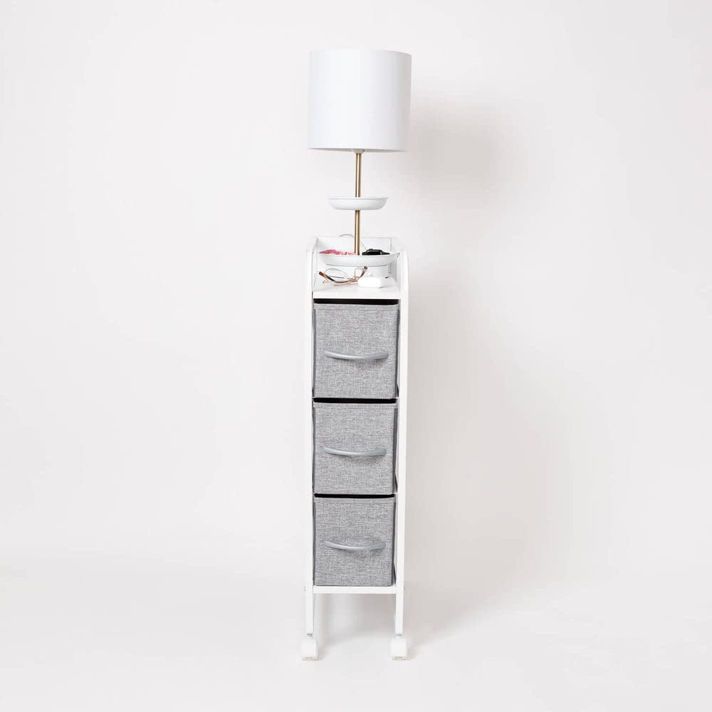 Ashley Narrow 3-Drawer Rolling Cart with Wheels - Perfect for Bedroom Storage, Office Organization & Small Space Living
