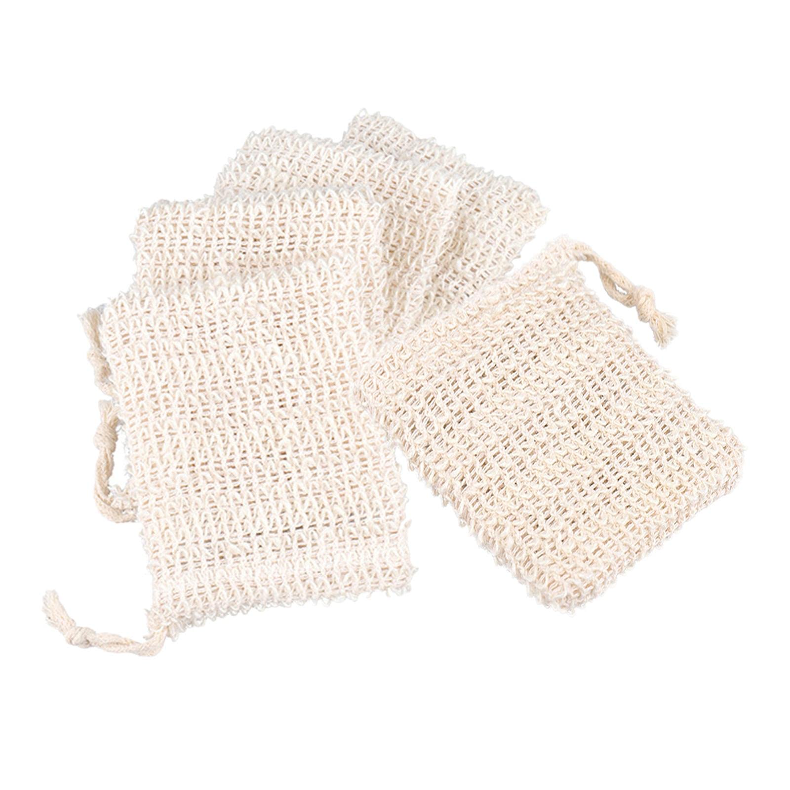 5-Pack Natural Ramie Exfoliating Soap Bags - Handmade Eco-Friendly Bath & Shower Accessories for Gentle Skin Cleansing - Perfect for Spa, Travel & Daily Skincare Routine