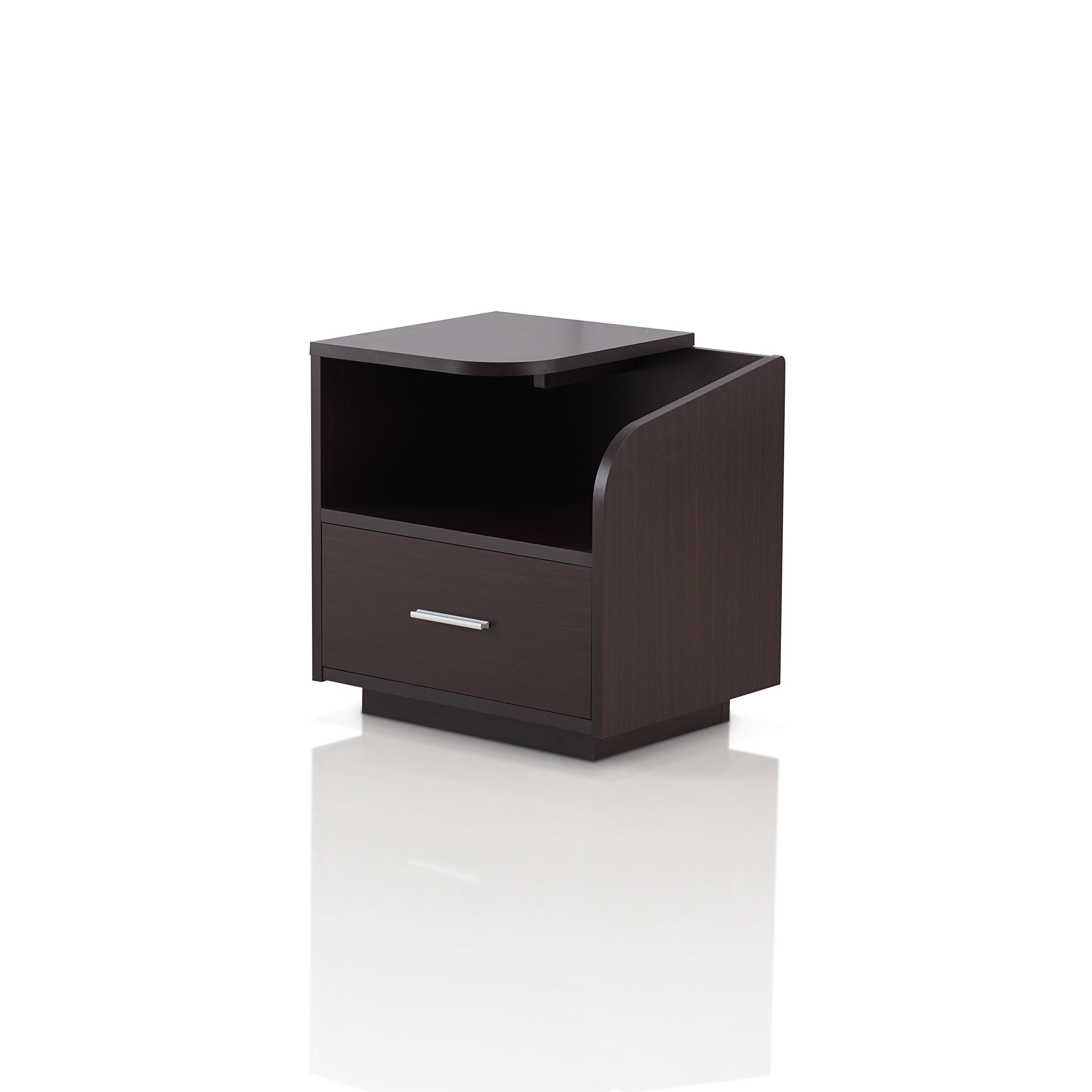 Furniture of America Chard Modern Wood End Table with 1 Drawer - Walnut Finish - Perfect for Living Room, Bedroom, or Office Side Table