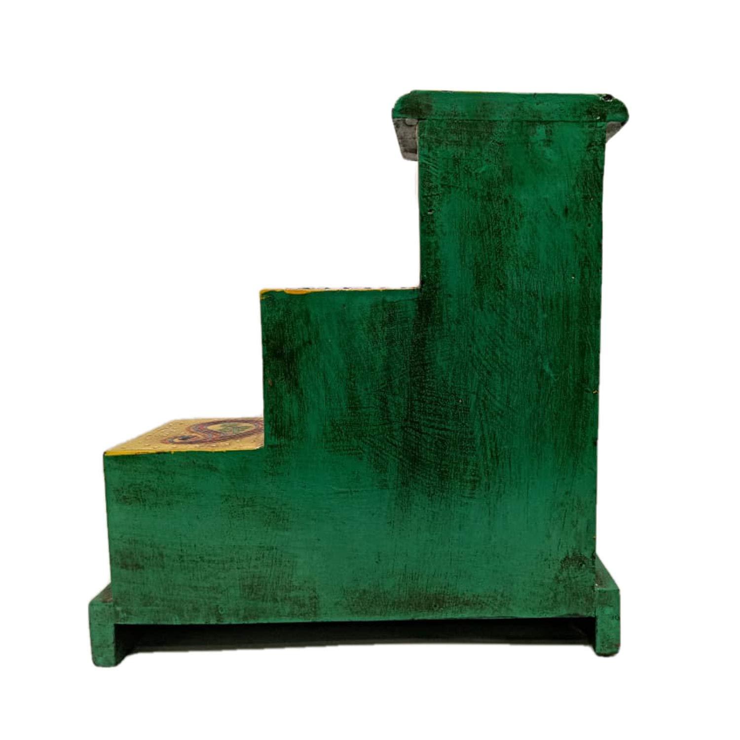 Handmade 6-Drawer Decorative Chest - Green Christmas Handicraft by Award-Winning Indian Artisan | Perfect Holiday Gift for Home & Office Decor