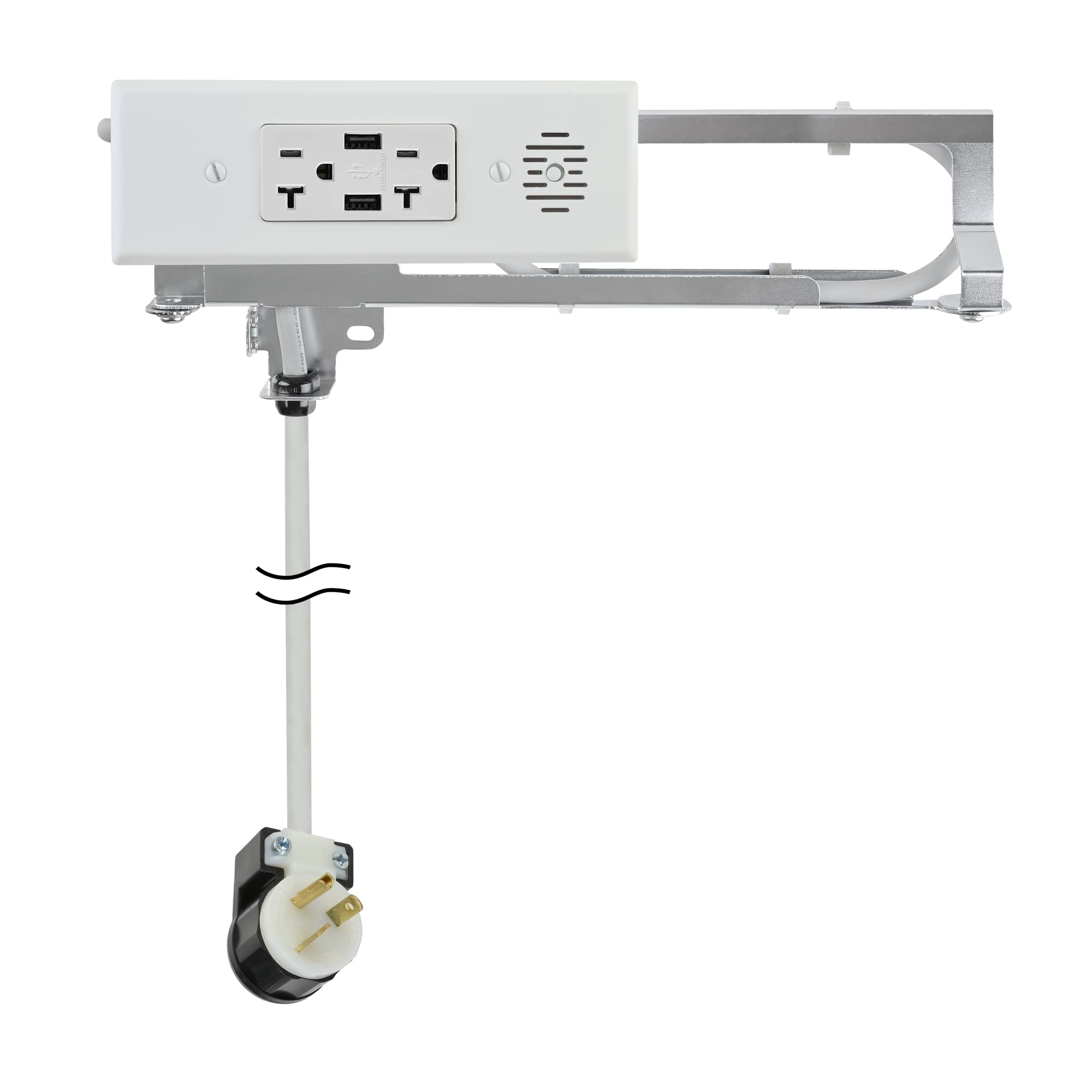 Docking Drawer Blade In-Drawer Outlet with Safety Shutoff - 2 USB-A & 2 20A AC Ports - White - Perfect for Kitchen, Office & Bedroom Organization