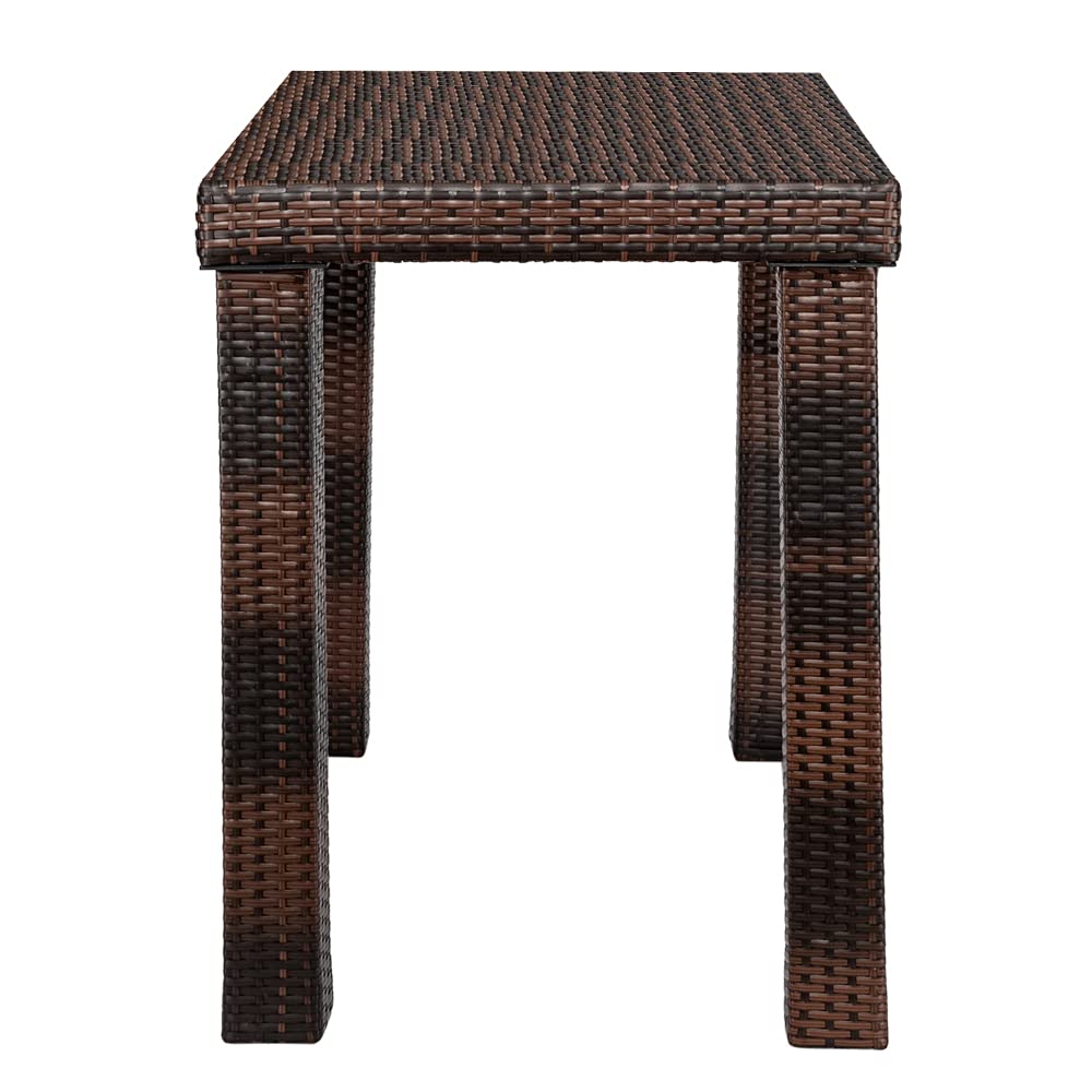 Brown Rattan Pub Table - Outdoor Bar Height Dining Table with Wicker Design for Patio, Backyard, Deck & Garden - Perfect for Entertaining Guests or Relaxing Outdoors (Table Only)
