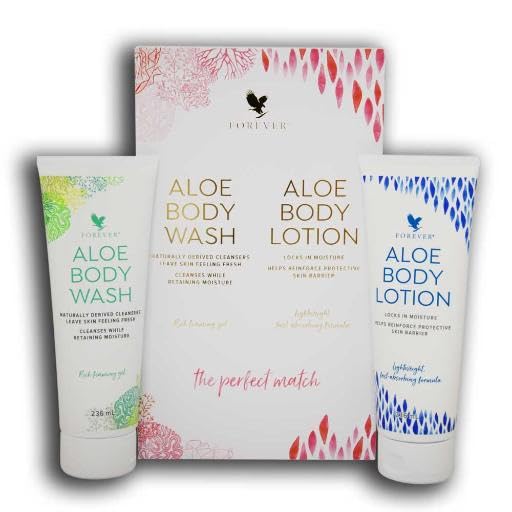 Forever Aloe Body Wash & Lotion Set - Hydrating & Gentle Cleansing for Dry Skin - Perfect for Daily Shower & Post-Workout Skincare Routine