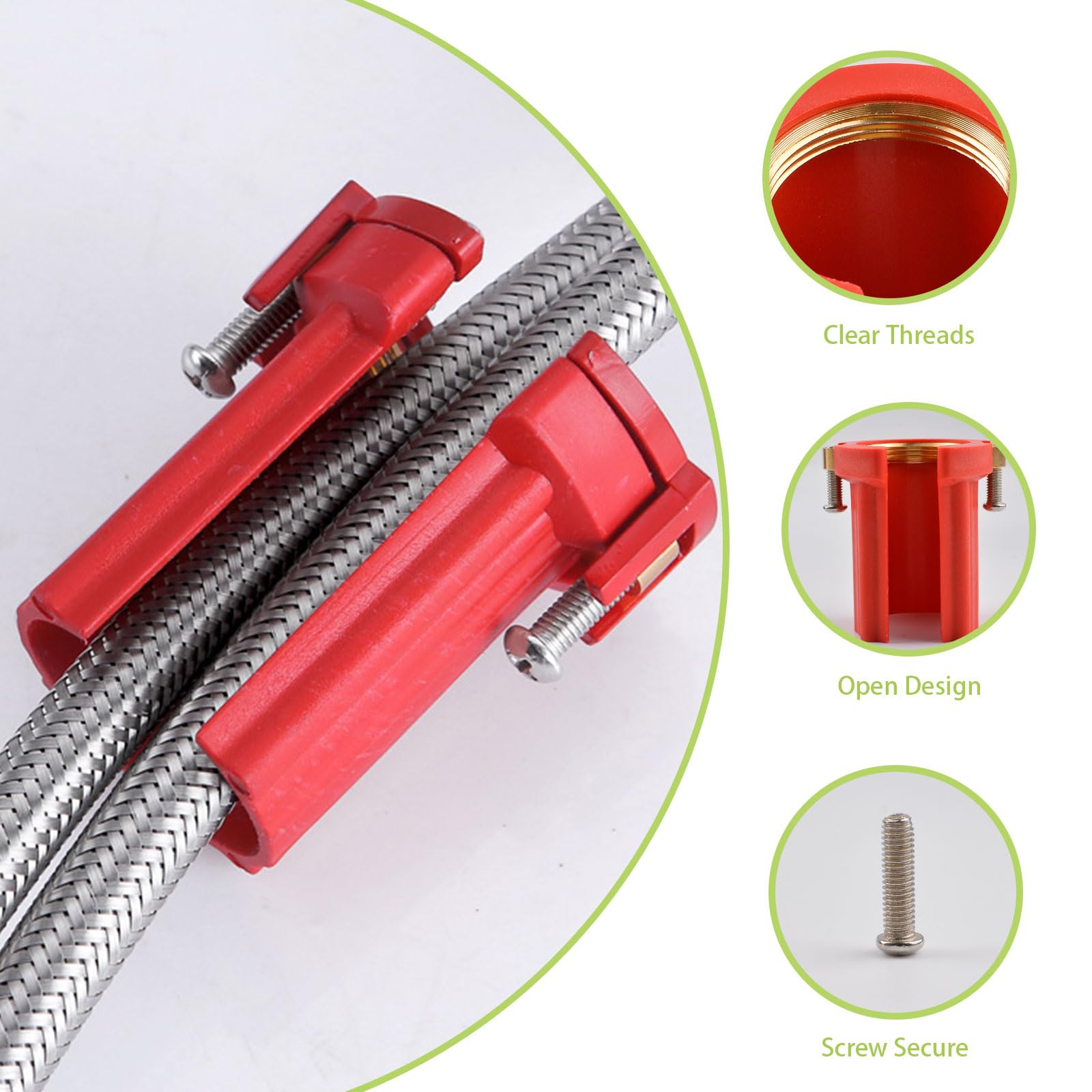 3PCS ABS Plastic Hot and Cold Water Faucet Lock Nuts - Anti-Loosening Fixing Nuts for Kitchen & Bathroom Faucets (Red) - Perfect for Leak Prevention in Sinks, Tubs, and Showers