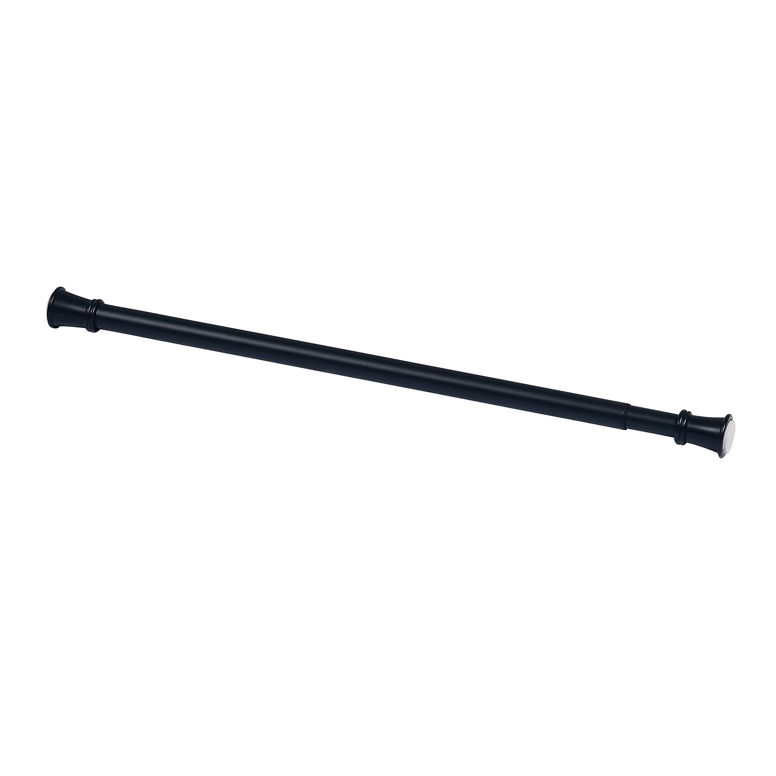 Premium Adjustable Tension Shower Curtain Rod 26-76 Inches - Matte Black No-Drill Bathroom Installation - Rust-Resistant Spring Pole for Showers & Bathtubs - Perfect for Apartments, Rentals & Small Spaces