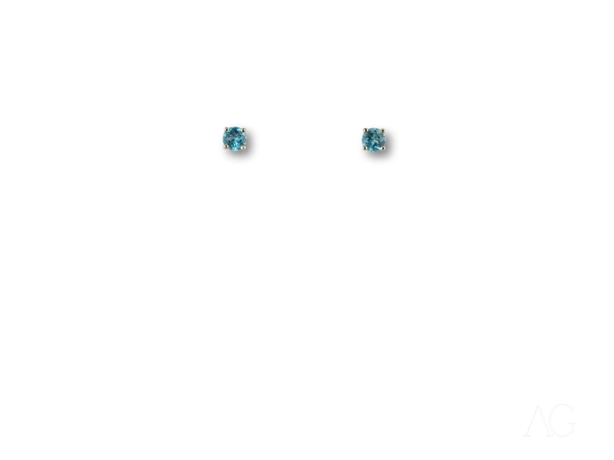 18k White Gold Blue Topaz Stud Earrings | Dainty & Elegant Jewelry for Women | Perfect for Weddings, Parties & Everyday Wear