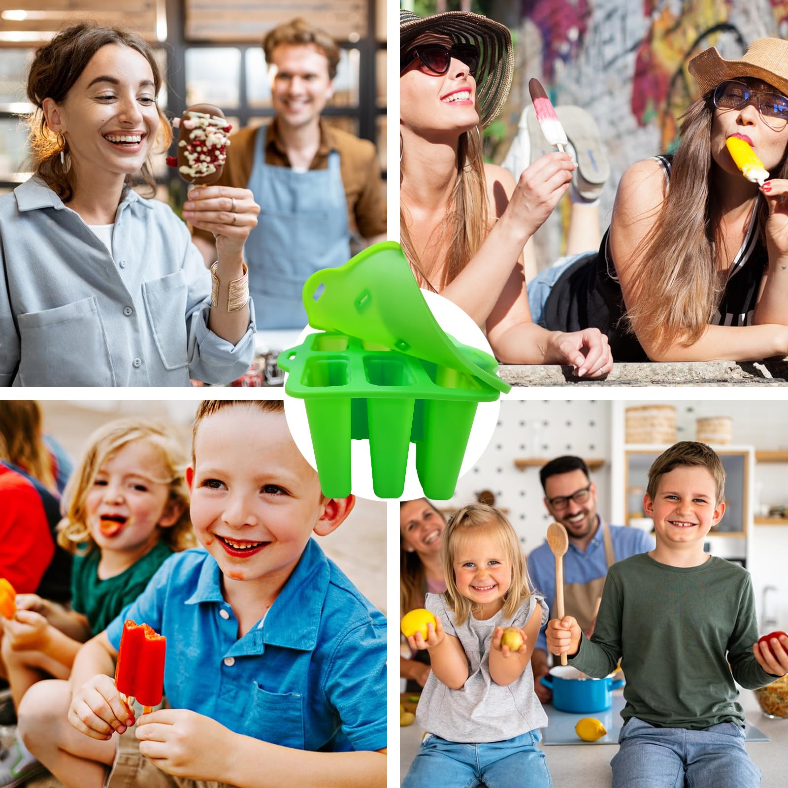 6-Piece Silicone Popsicle Molds BPA Free - Reusable Ice Pop Maker with Sticks for Kids & Adults | Perfect for Summer Treats, Healthy Snacks & DIY Frozen Desserts