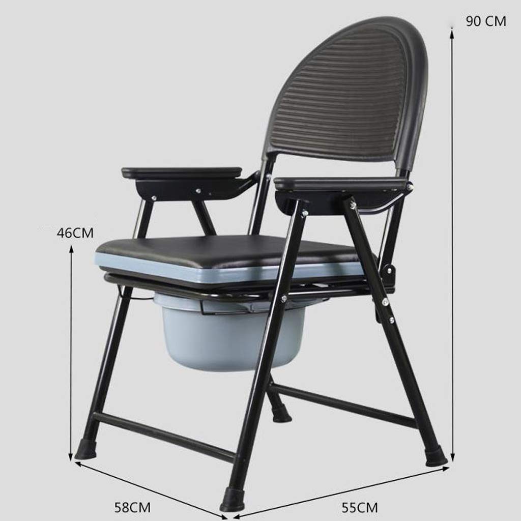 Foldable Shower Bench & Commode Chair for Elderly & Disabled Adults - Adjustable Height, Padded Arms & Backrest, Non-Slip Legs - Ideal for Bathroom Safety, Post-Surgery Recovery & Home Care Use