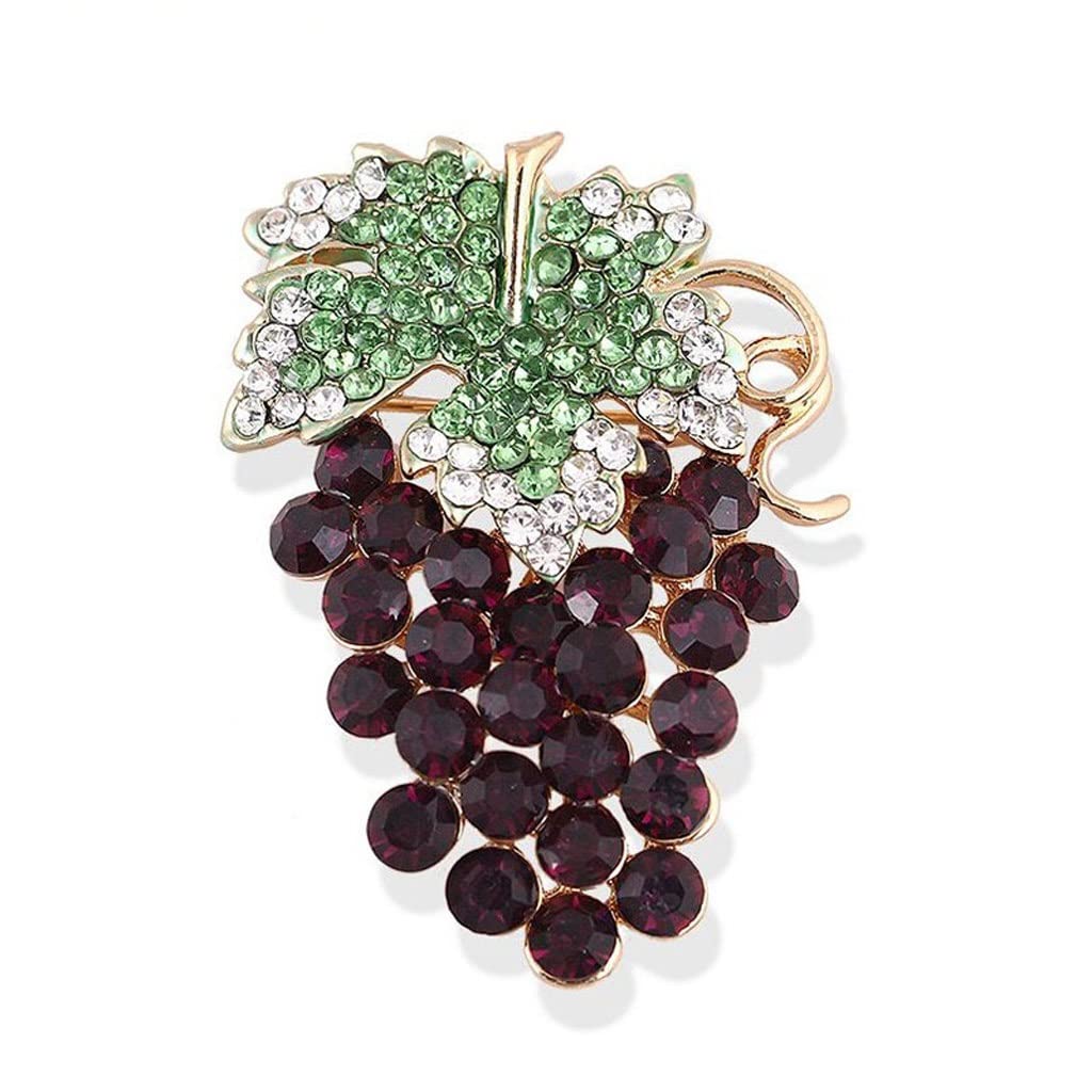 Elegant Purple Rhinestone Grape Brooch for Women - Vintage Crystal Grape Cluster Pin for Weddings, Parties & Office Wear | Fashion Jewelry Accessory for Dresses, Blazers & Hats (Color: A)