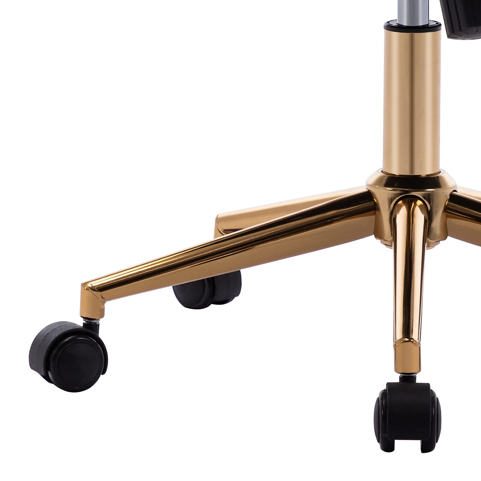 DUHOME Modern Home Office Chair - White PU Leather Desk Chair with Gold Base, Ergonomic Computer Task Chair with Wheels for Rolling Comfort, Armless Vanity Chair for Teens - Perfect for Study, Work, and Gaming Setup