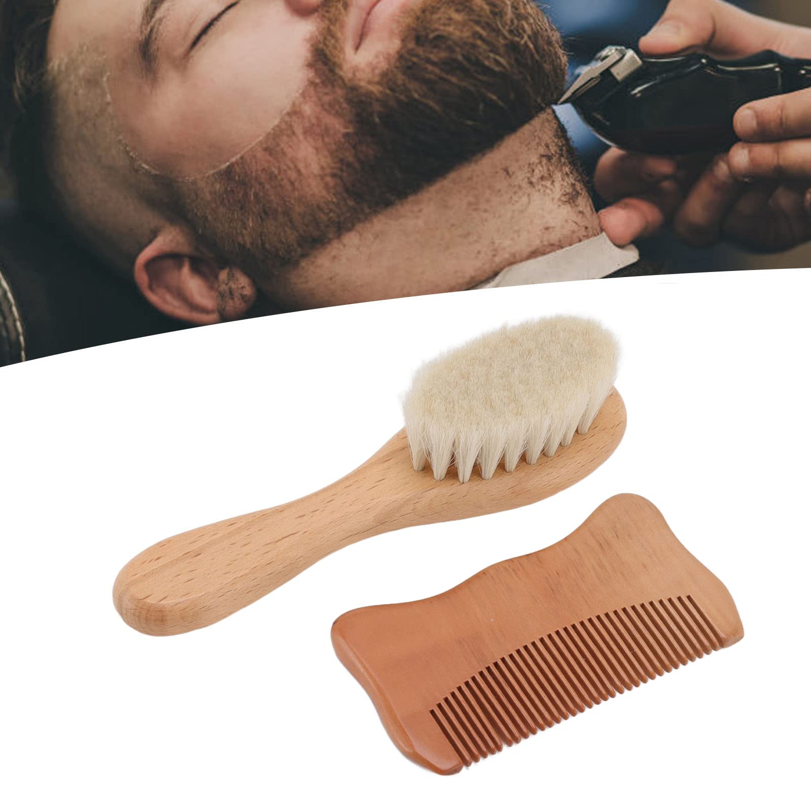 Soft Goat Bristle Baby Hair Brush & Comb Set - Gentle Wooden Brush & Single Edge Comb for Newborns & Toddlers - Perfect for Baby Shower Gifts & Daily Hair Care Routine