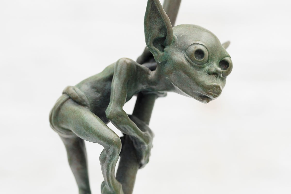 Amazon Goblin Bronze Sculpture (Small Edition) - Handcrafted Home Decor, Office Desk Art & Fantasy Collectible Gift