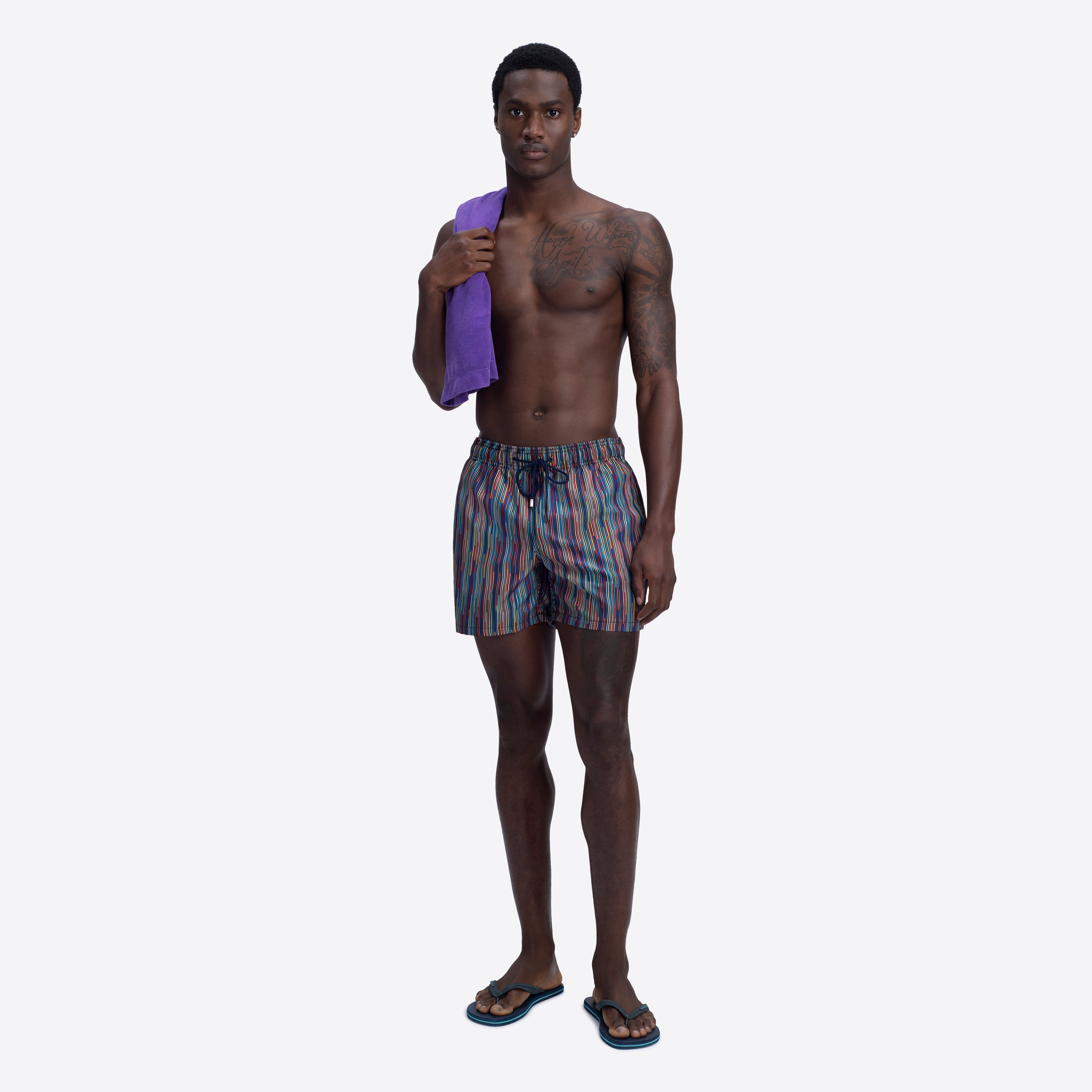 ARCHER Striped Swim Trunks for Men - Quick Dry Beach Shorts with Pockets | Perfect for Swimming, Vacation & Summer Outdoor Activities