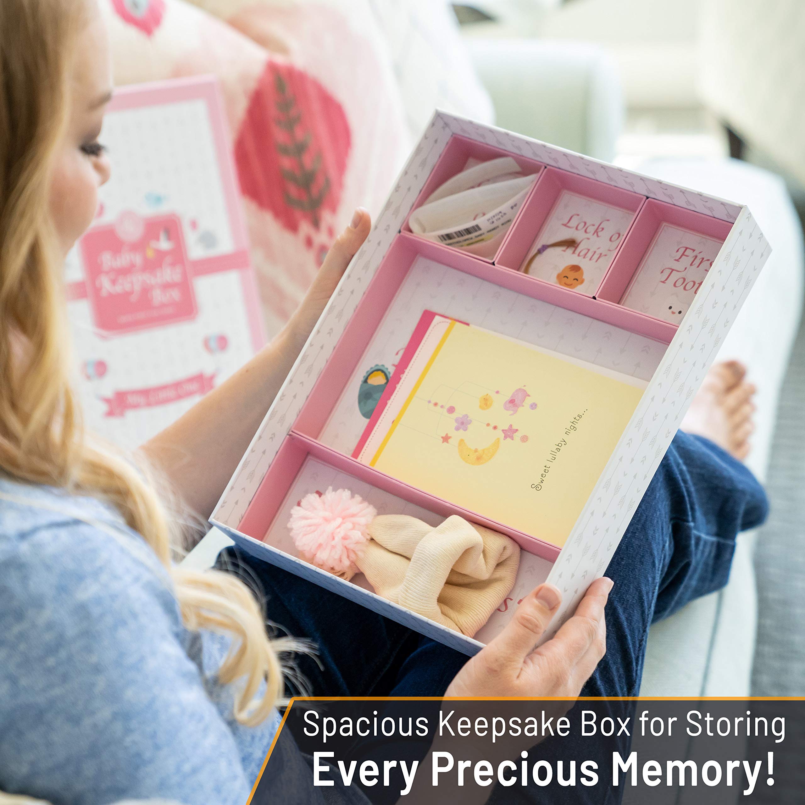 Little Growers Baby Memory Book with Keepsake Box - First 5 Years Baby Scrapbook & Photo Album | Includes Milestone Stickers & Footprint Kit | Perfect Baby Shower Gift for Newborn Girls | Capture Precious Moments from Birth to Toddler Years