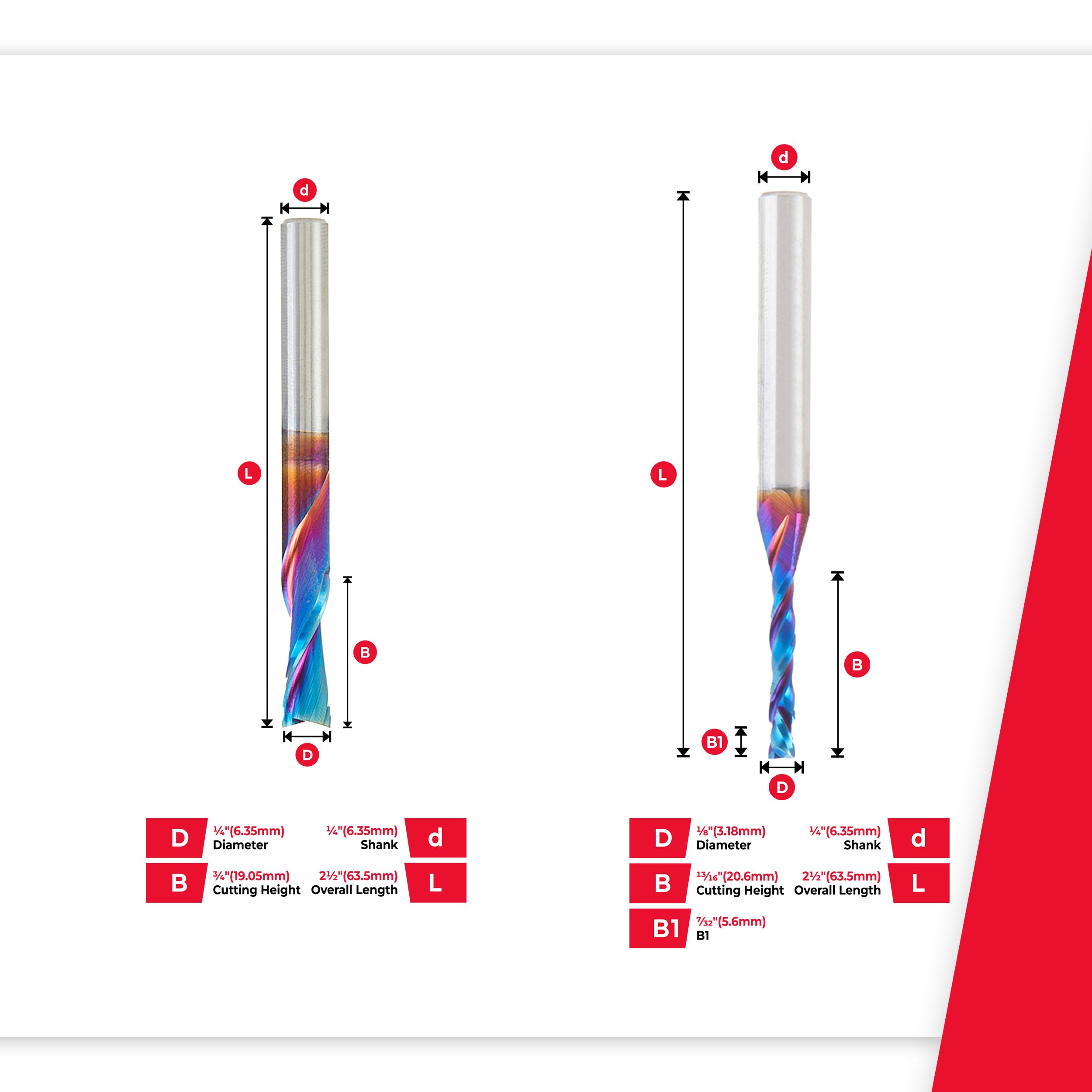 Amana Tool Spektra Extreme Life Coated Solid Carbide CNC Router Bits for Sign Making - 2-Piece Set (1/4