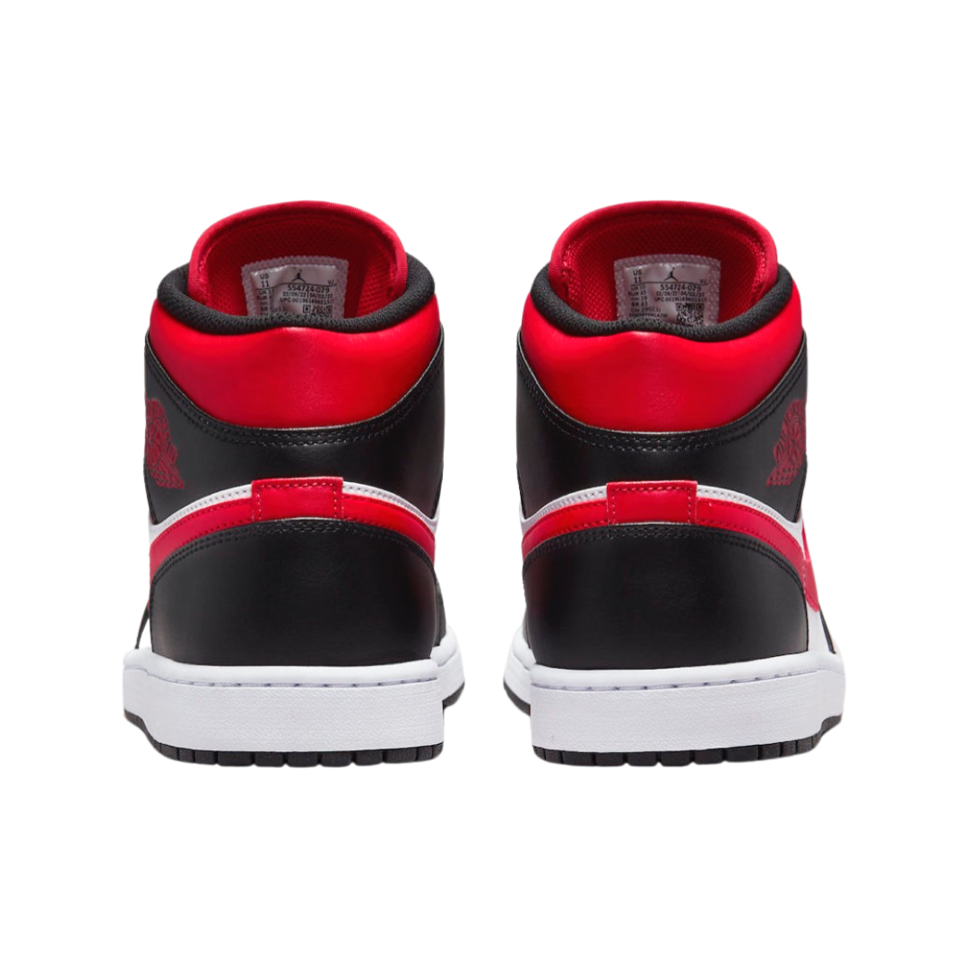 Air Jordan 1 Mid GS Sneakers - Black Fire Red Colorway - Kids Basketball Shoes for School & Street Style
