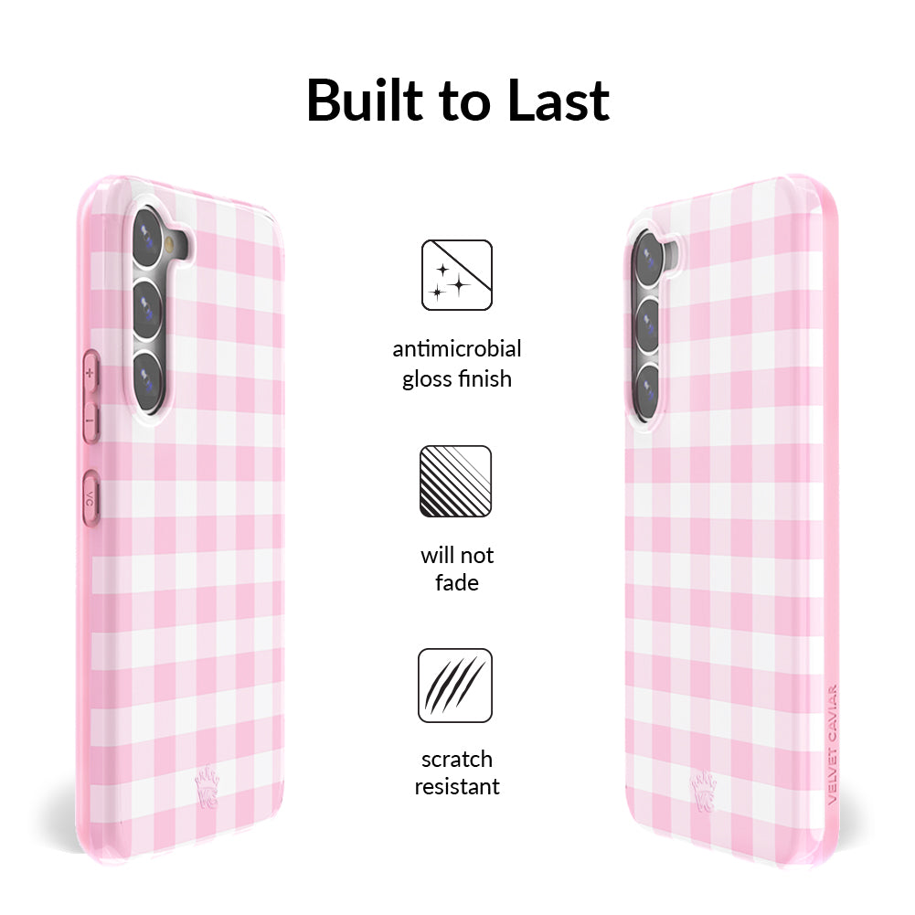 Pink Gingham Samsung Phone Case for Girls - Cute & Stylish Protective Cover for Samsung Galaxy - Perfect Gift for Teens & Women (Home, School, Office Use)
