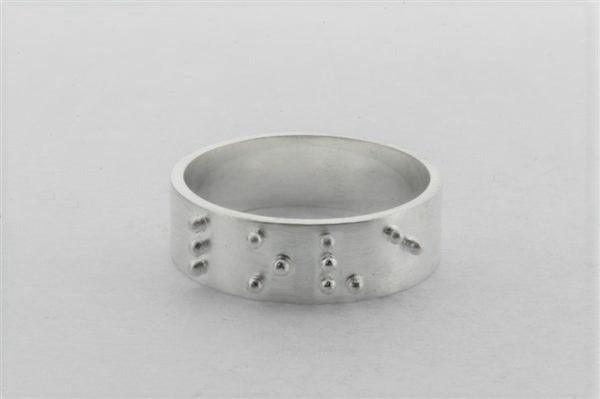 Braille Love Ring - Sterling Silver Braille Jewelry for Visually Impaired & Romantic Gifts - Perfect for Anniversaries, Weddings & Special Occasions