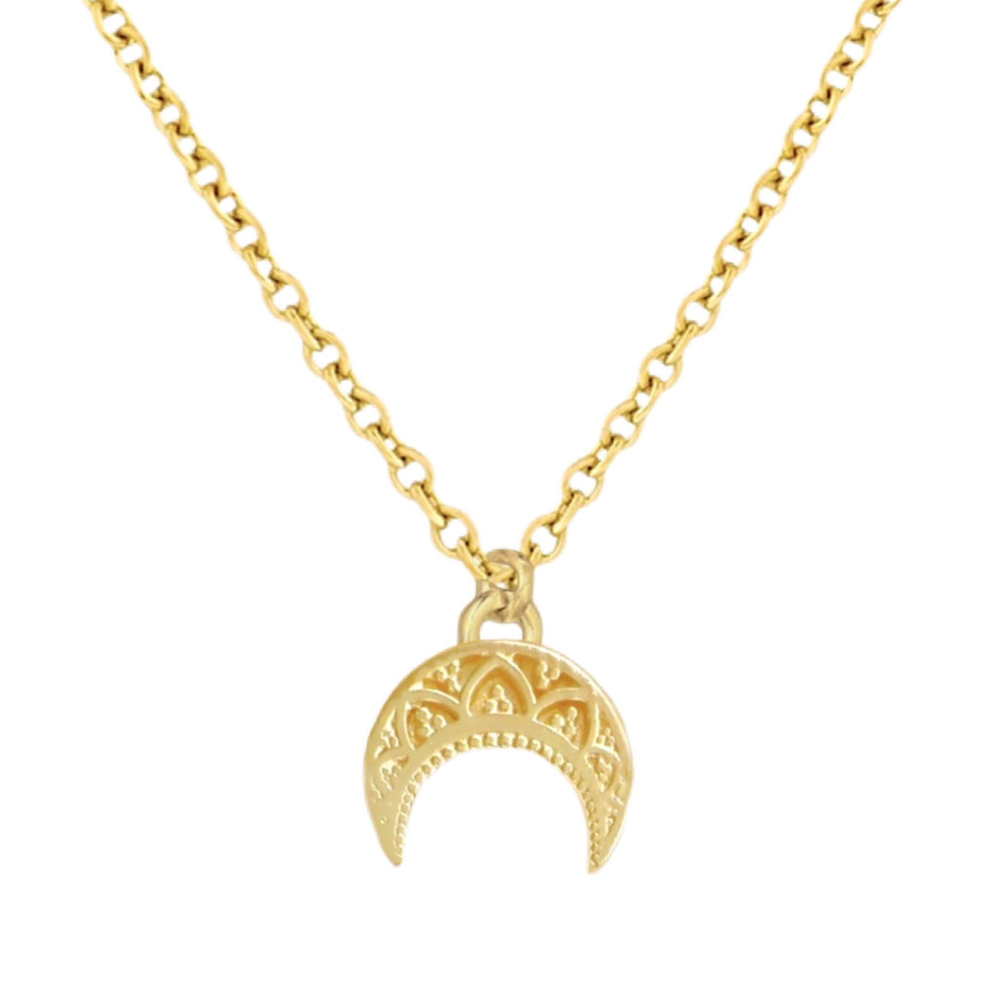 Laihas La Luna Mini Moon Gold Boho Necklace for Women - Dainty Gold Moon Pendant Necklace - Boho Chic Jewelry for Everyday Wear & Special Occasions