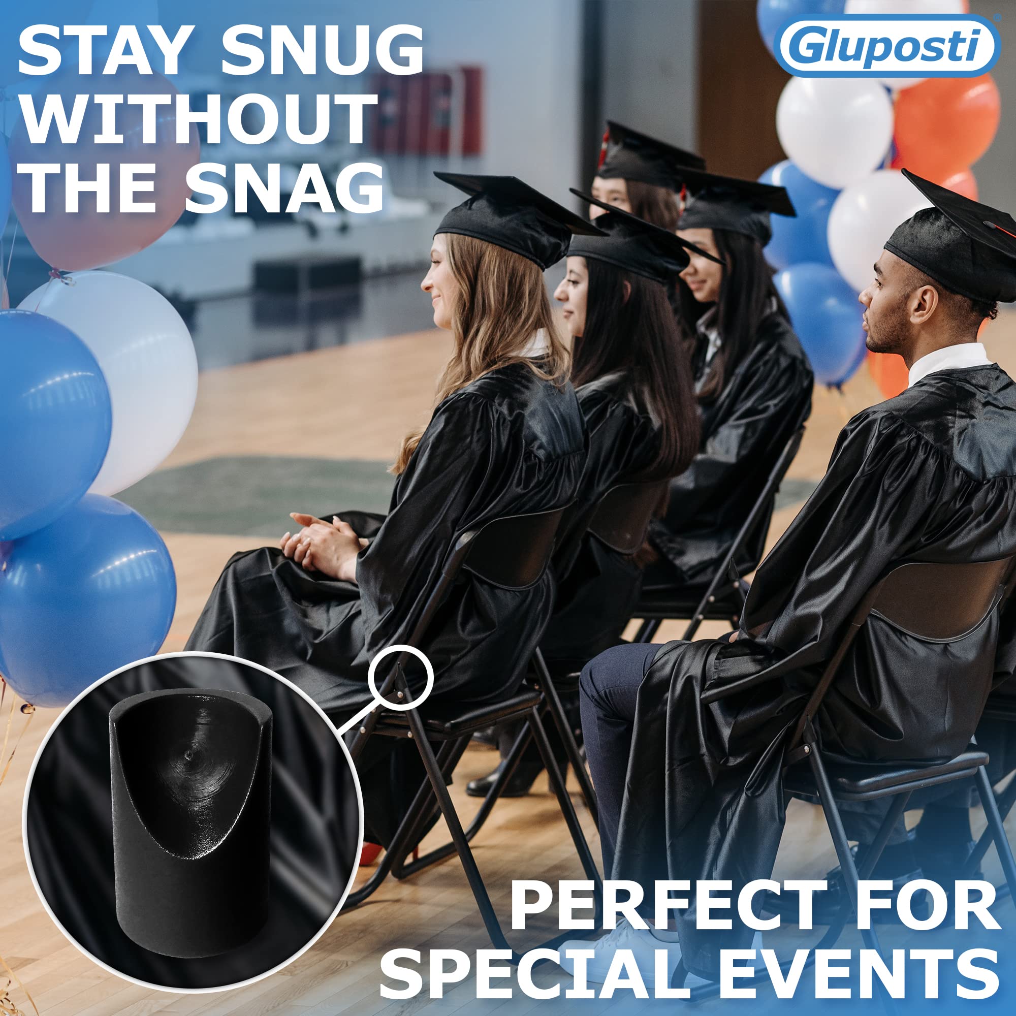 8 Pack Black Folding Chair V-Tip Stabilizer Caps - 7/8 Inch Inner Diameter Heavy Duty Nylon Leg Protectors, Non-Scratch Round Top Replacement Plugs for Metal & Padded Folding Chairs - Perfect for Home, Office, Restaurant and Event Use