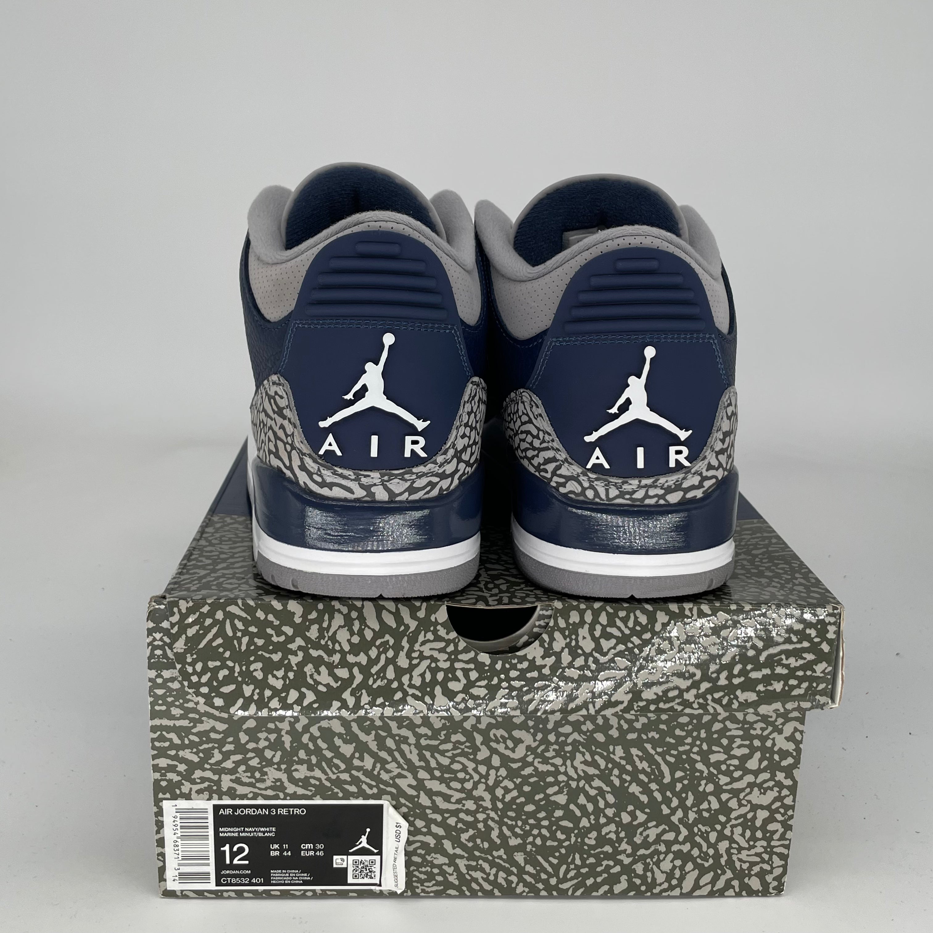 AIR JORDAN 3 GEORGETOWN Basketball Shoes Men's Size 12 - Retro Style Sneakers CT8532-401 for Streetwear & Casual Outfits