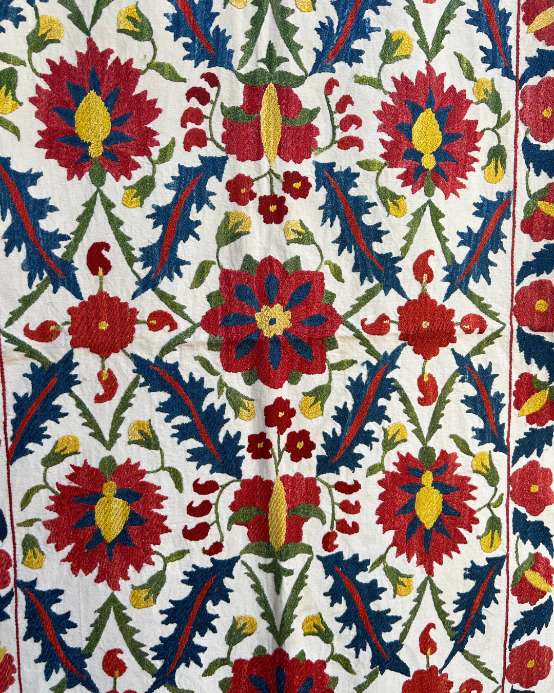 Medium Suzani 060 - Premium Handmade Cotton Suzani Pillow Cover - Boho Home Decor for Living Room, Bedroom & Sofa