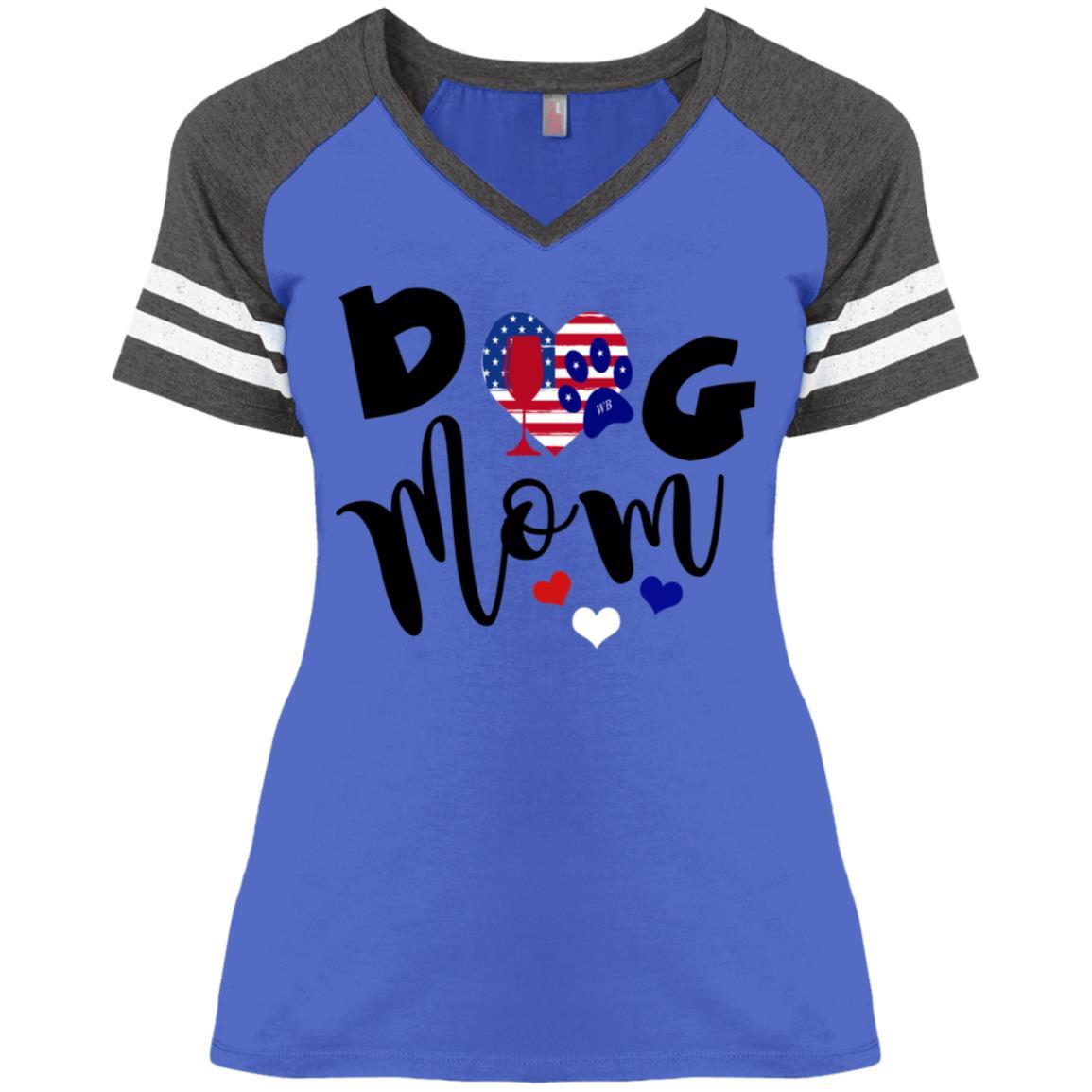 WineyBitches.Co Dog Mom Ladies' Game V-Neck T-Shirt - Funny Pet Lover Tee for Women - Perfect for Dog Parks, Girls Night Out & Casual Wear
