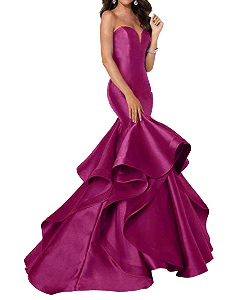 Elegant Purple Red Mermaid Prom Dress for Women - Sweetheart Neckline Satin Long Formal Evening Gown for Homecoming, Ball, Party & Special Occasions
