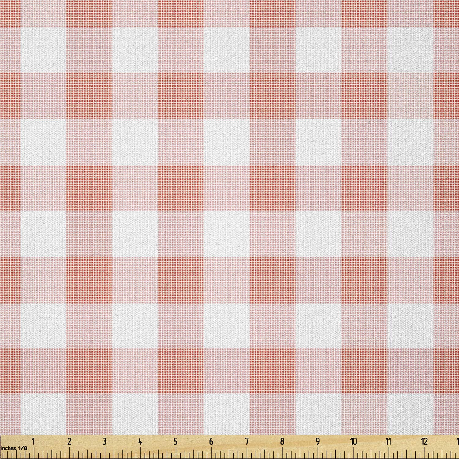 Ambesonne Checkered Fabric by The Yard - Soft Pink & White Gingham Print Stretch Knit Fabric for Clothing, Sewing & Crafts (10 Yards) | Perfect for Picnic Blankets, Summer Dresses & DIY Home Decor Projects